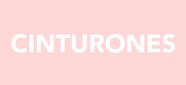 Banner with the word cinturones in bold white text on a light blue background