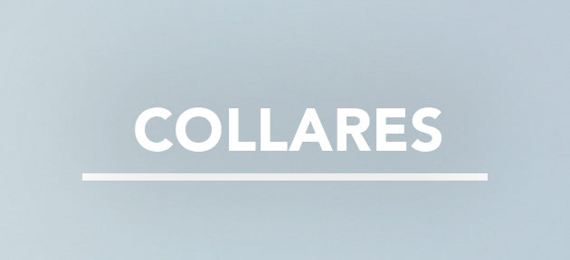 Text 'Collares' in bold white font on a light blue background with a horizontal line underneath.