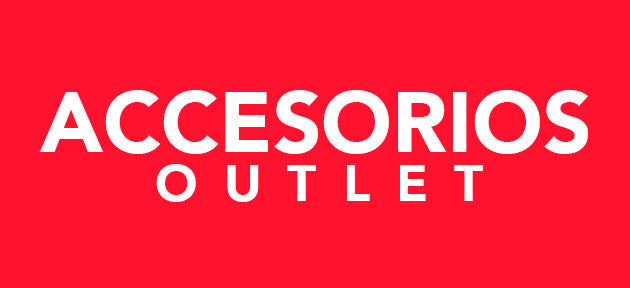 Accesorios sale banner with bold black and white text on light background, red underline
