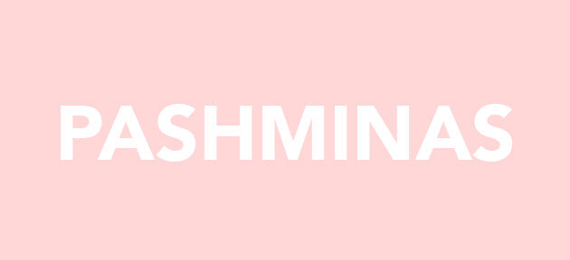 Pashmina text in bold white font on a light blue background, minimalistic banner