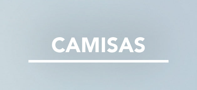 Camisas category banner with white text on a light blue background.