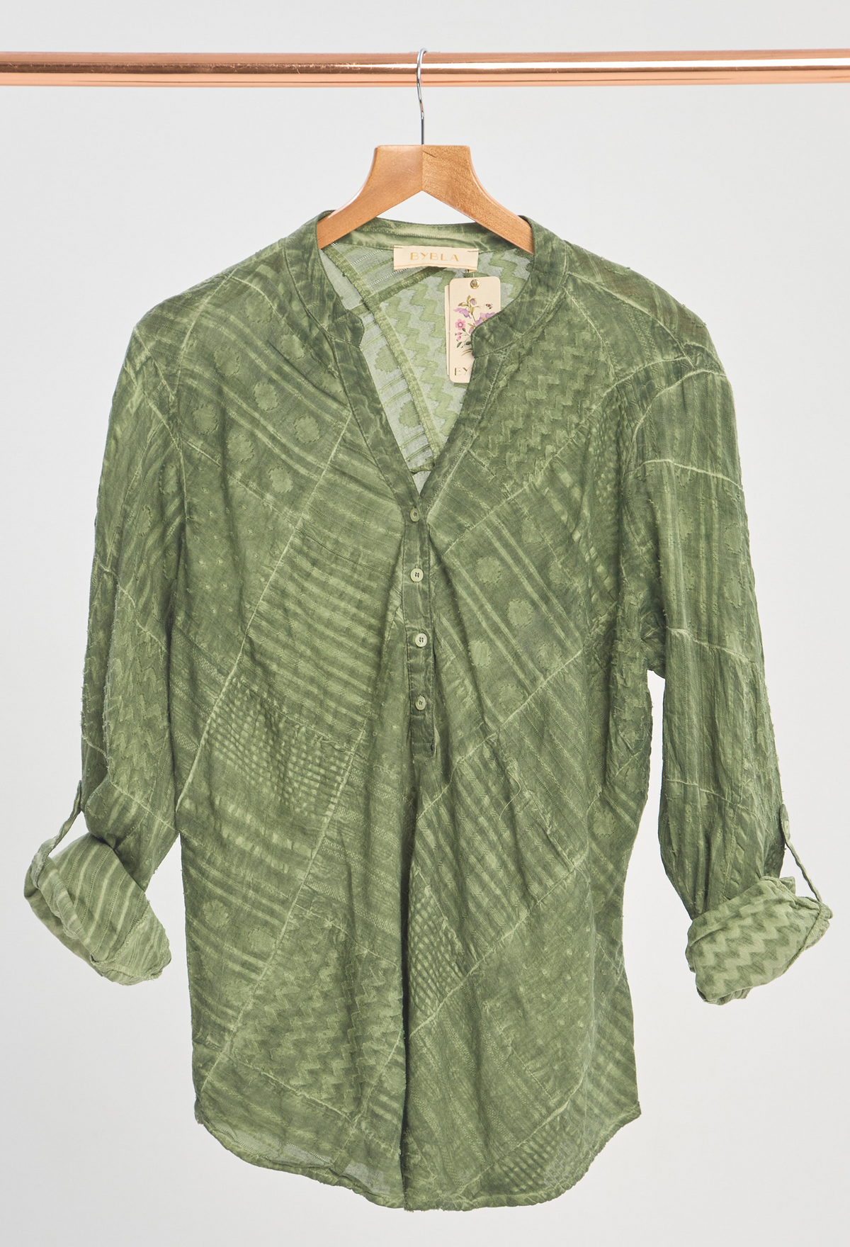 Blusa Manga Larga Texturizada Verde BYBLA