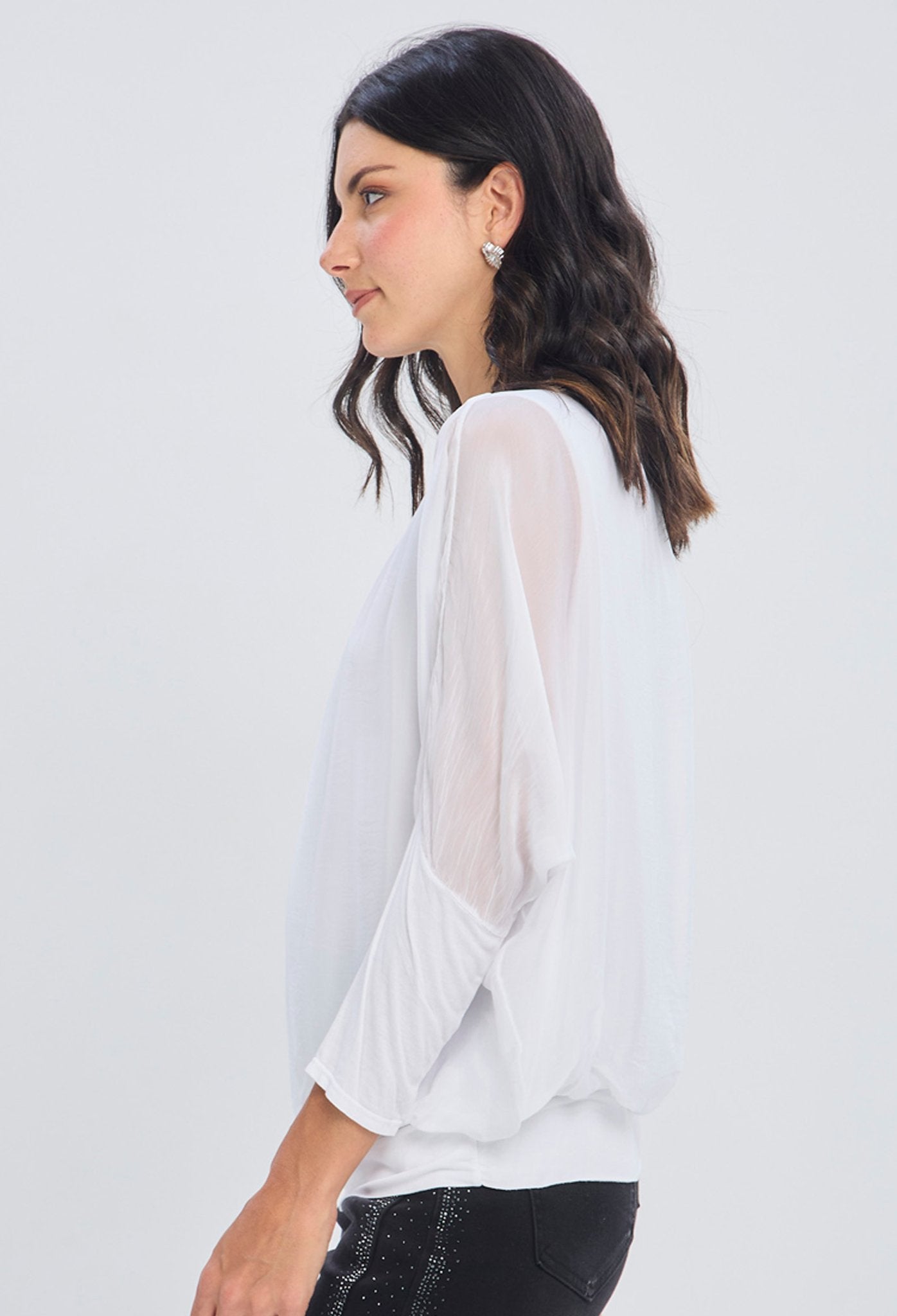 Blusa Drapeada Manga Caída - Foto 2