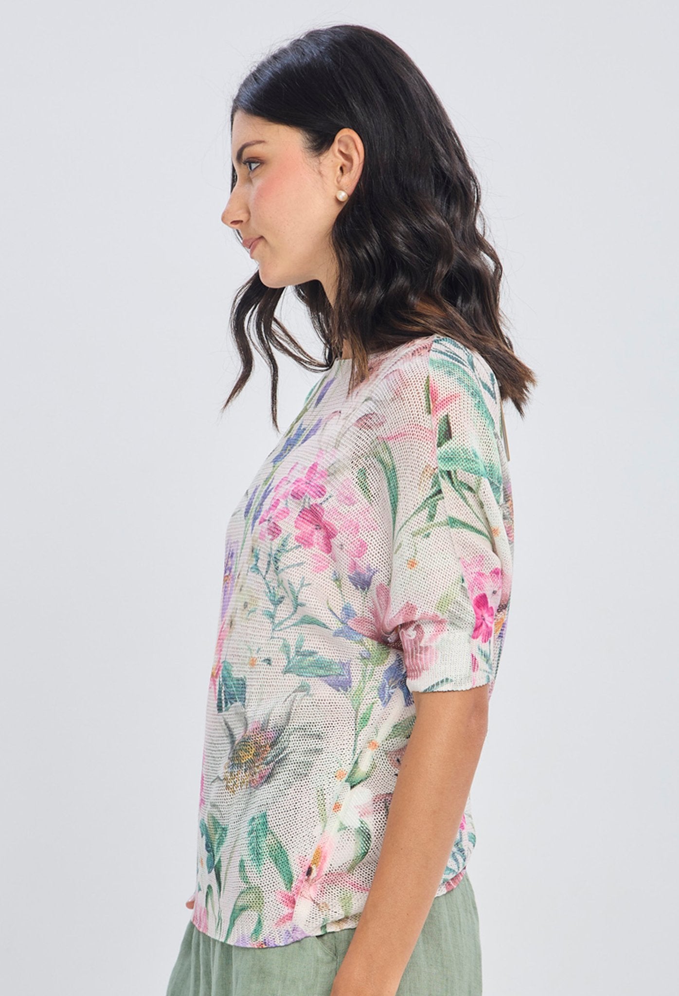 Blusa Tejida Estampado Botánico