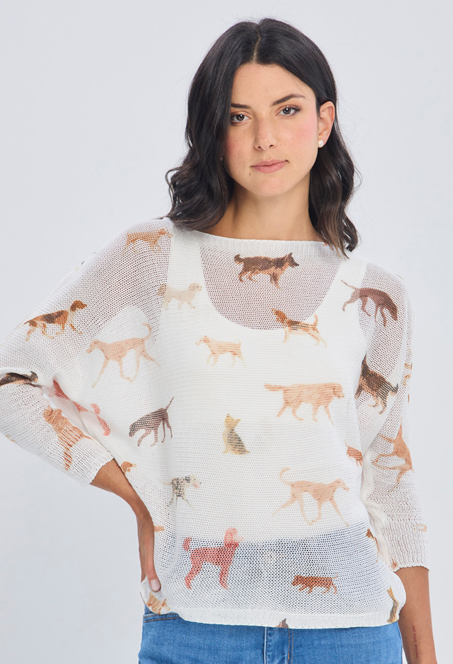 Blusa blanca oversize ligera en poliéster y viscosa talla única para mujer