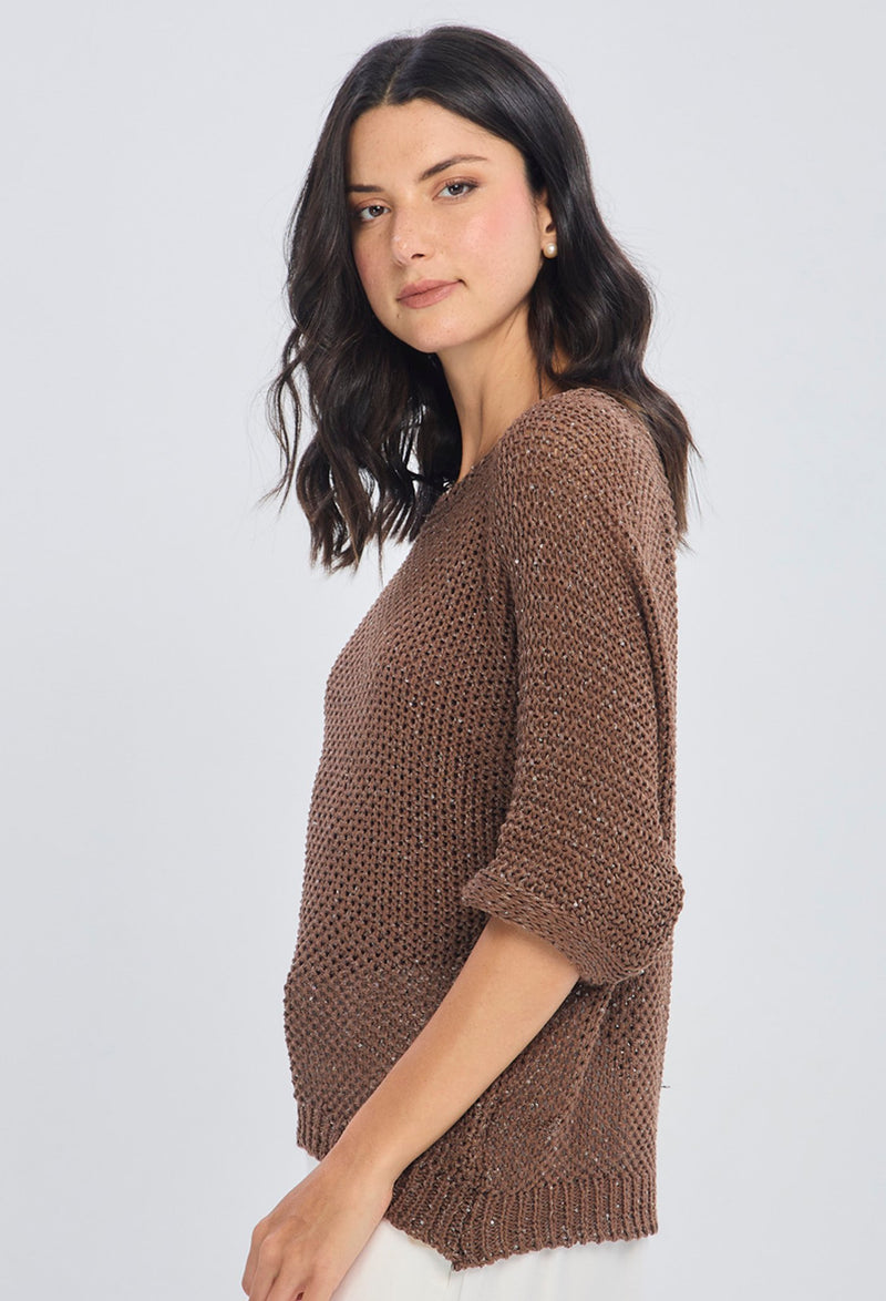 Blusa Tejida Calada Manga Corta NEW