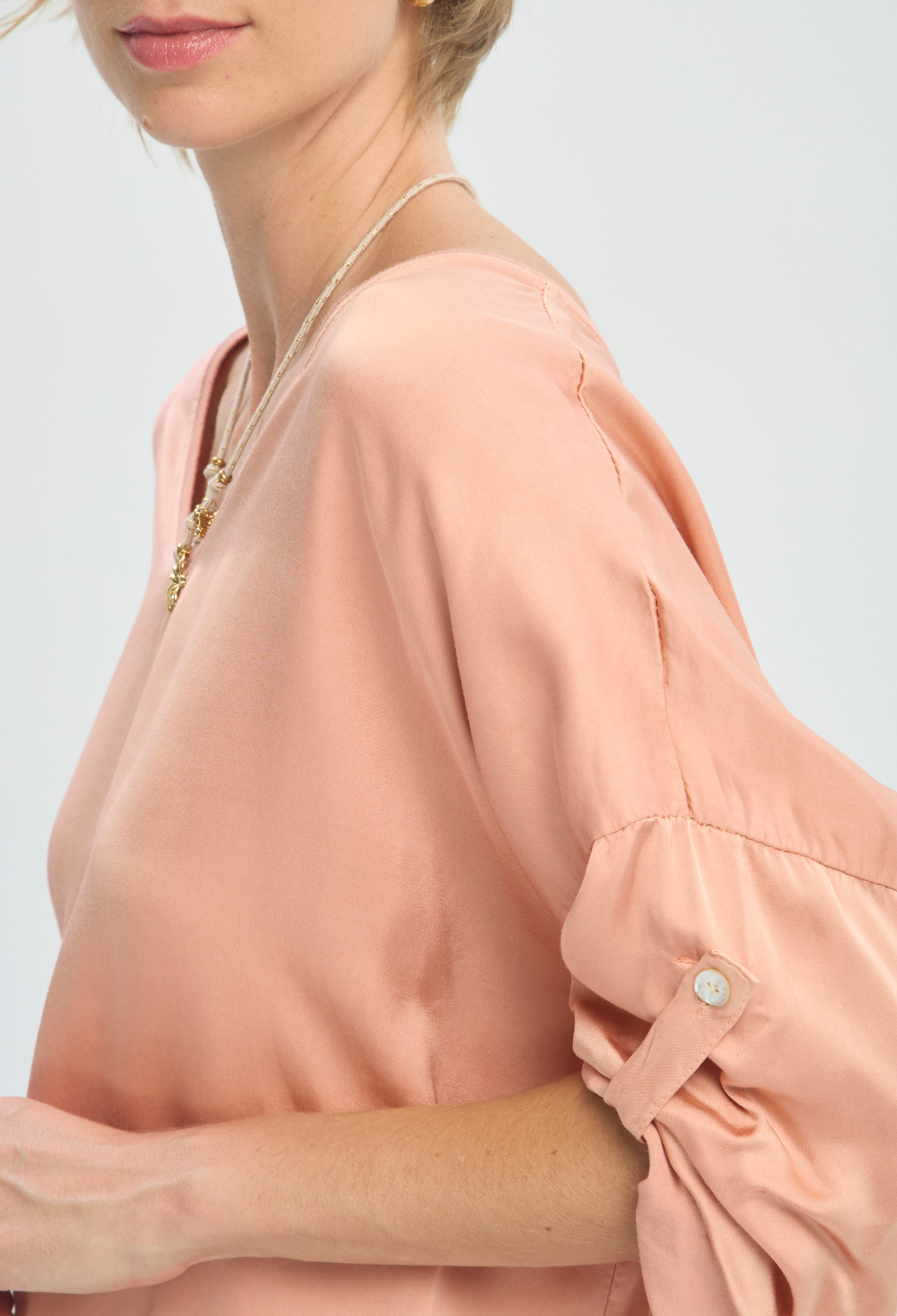 Blusa Manga Larga Rosa en Viscosa y Seda BYBLA - vista 6