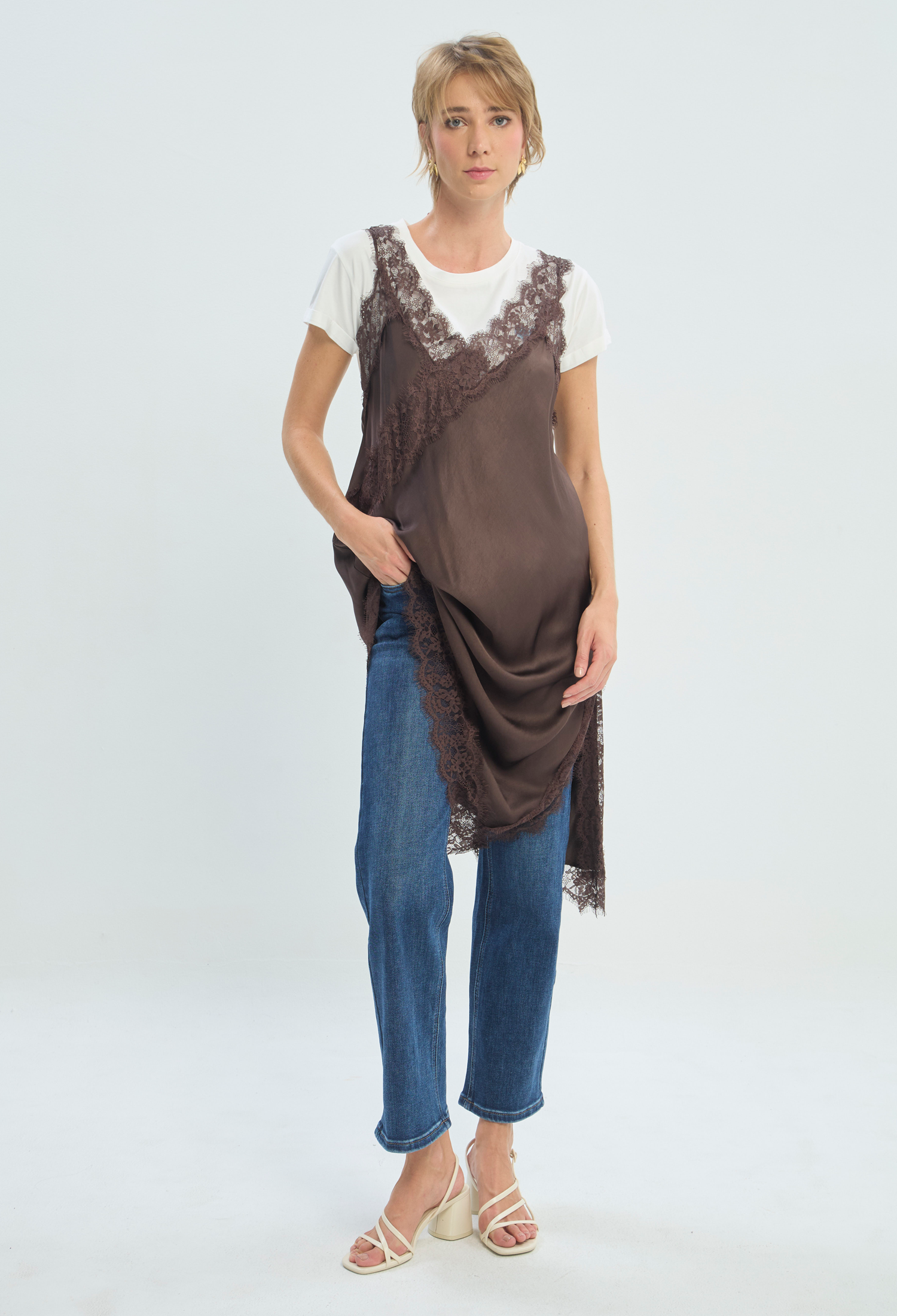 Vestido Largo Marrón en Viscosa BYBLA