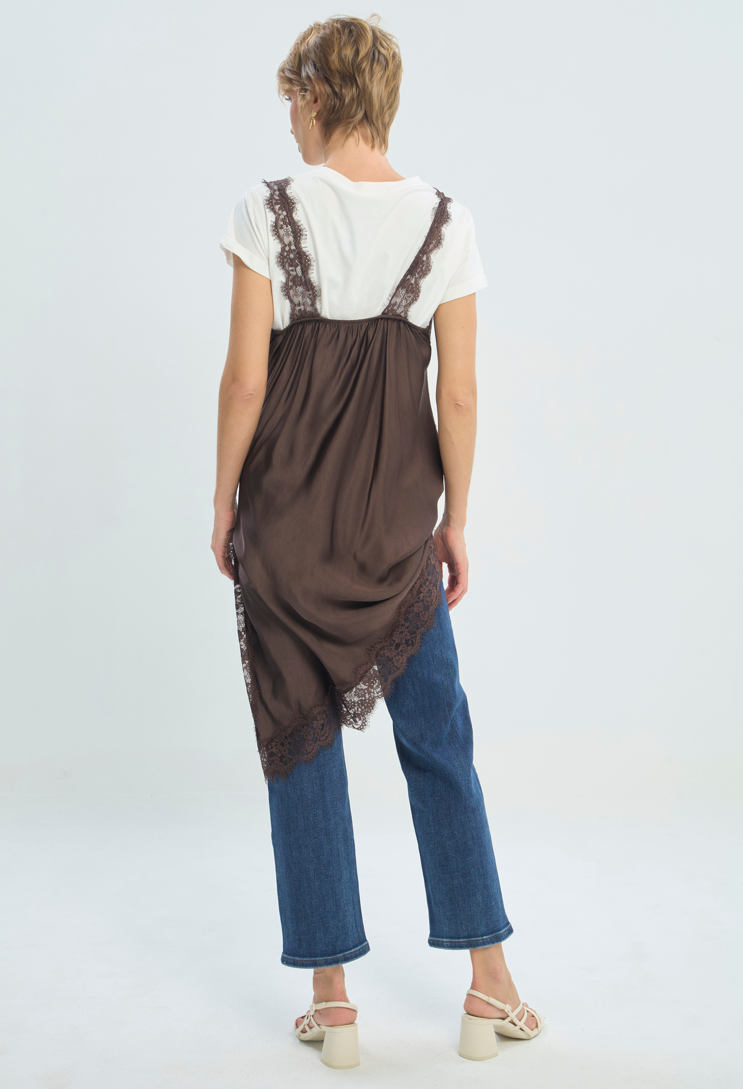 Vestido Largo Marrón en Viscosa BYBLA - vista 3