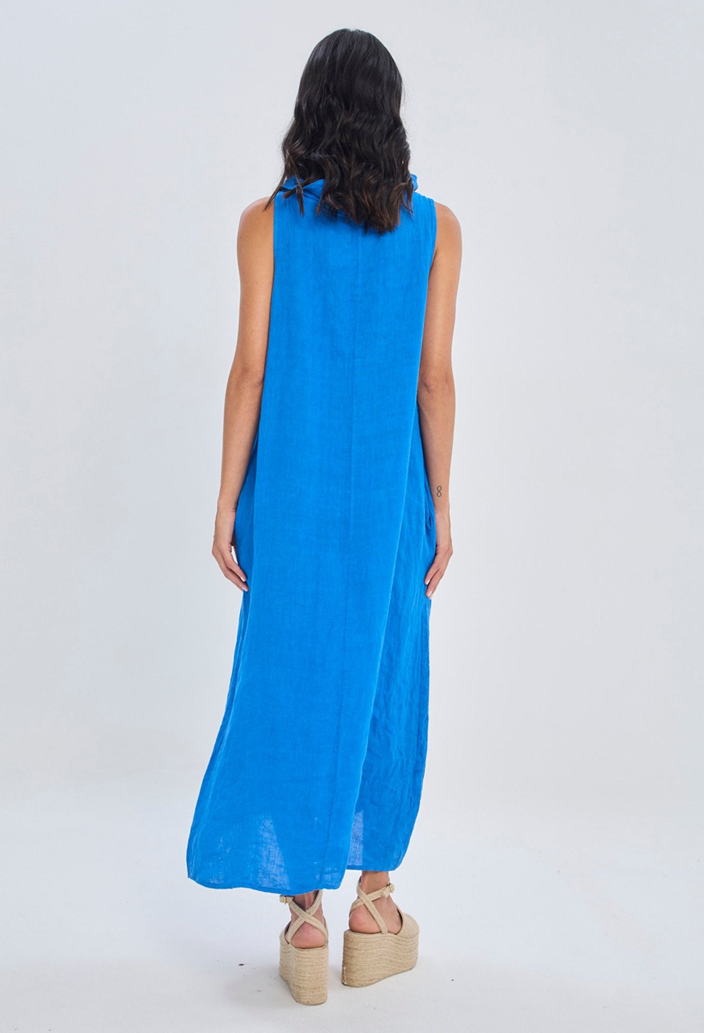 Vestido Largo Cuello Drapeado - Foto 3