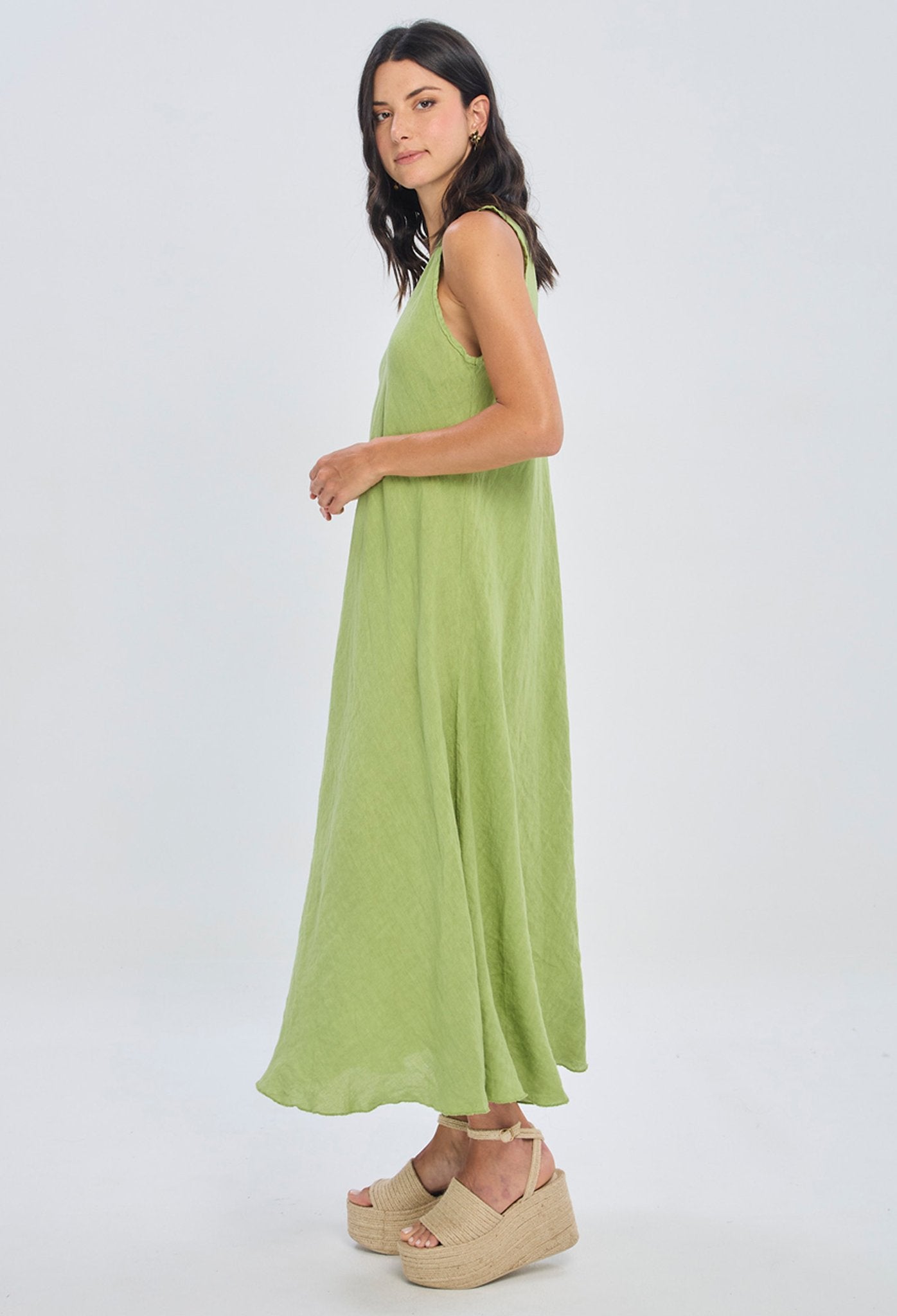 Vestido Largo Lino Sin Mangas