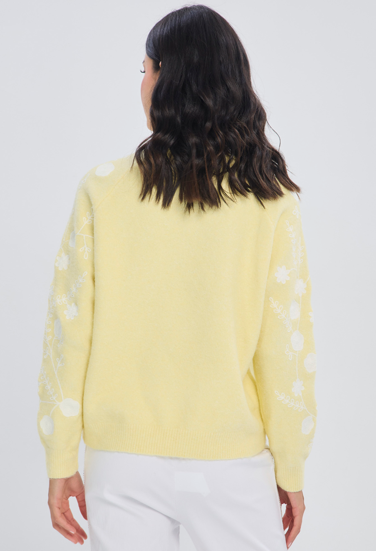 Buzo tejido amarillo mostaza con lana cuello redondo talla única para mujer - vista 4