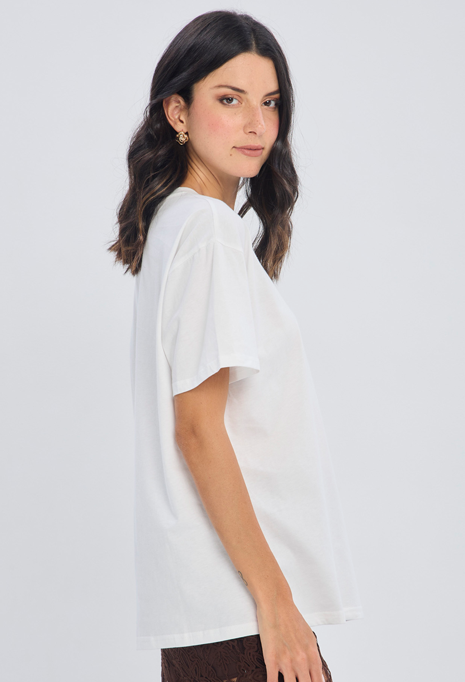 Blusa blanca algodón cuello camisero atemporal talla única para mujer - vista 2