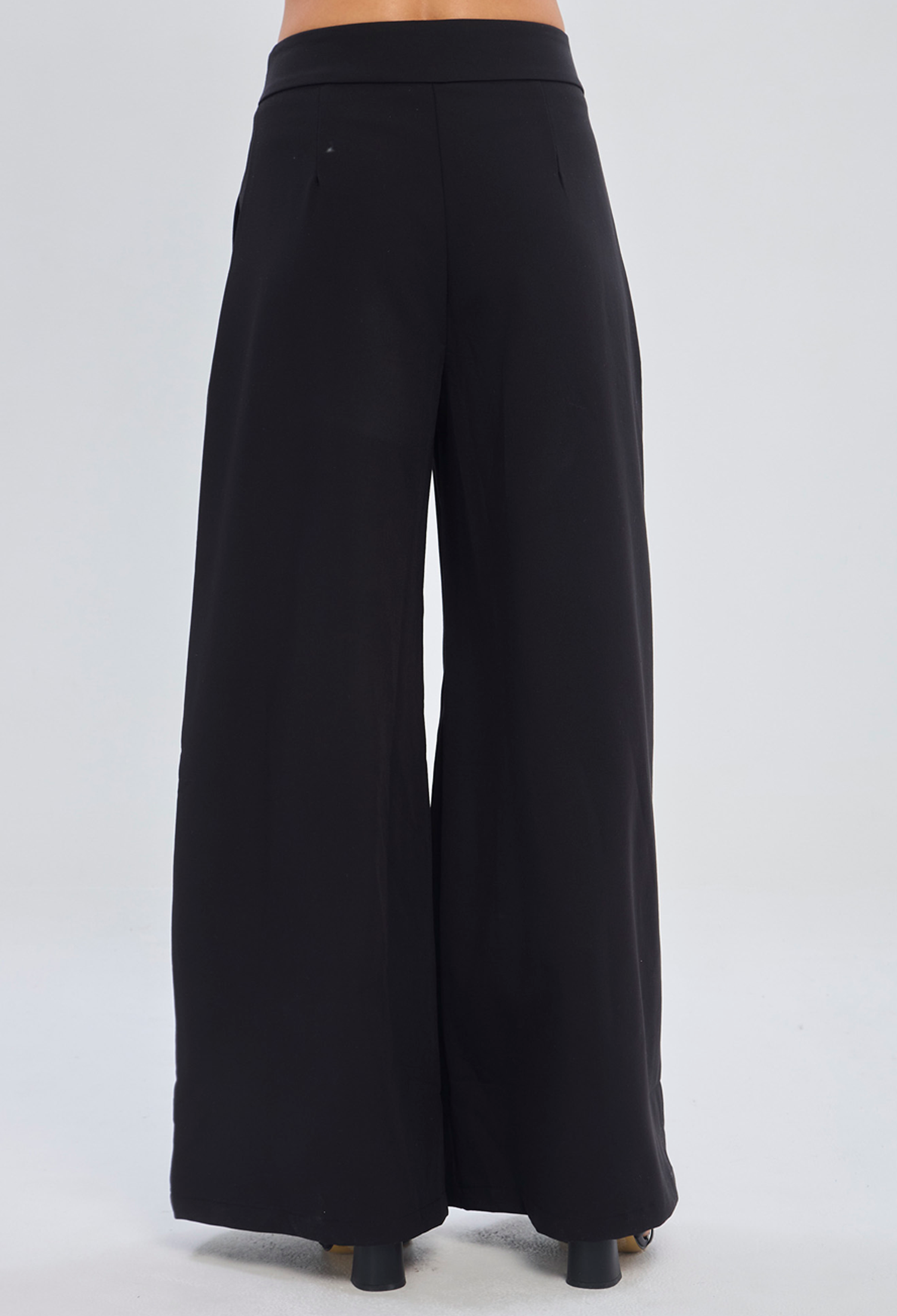 Pantalón recto negro tipo sastre en poliéster y viscosa con elastano para mujer - vista 4