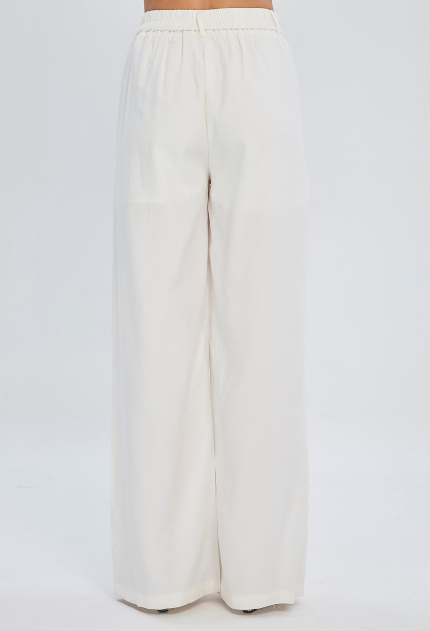 Pantalón wide leg beige fluido en poliéster para mujer silueta alargadora - vista 5