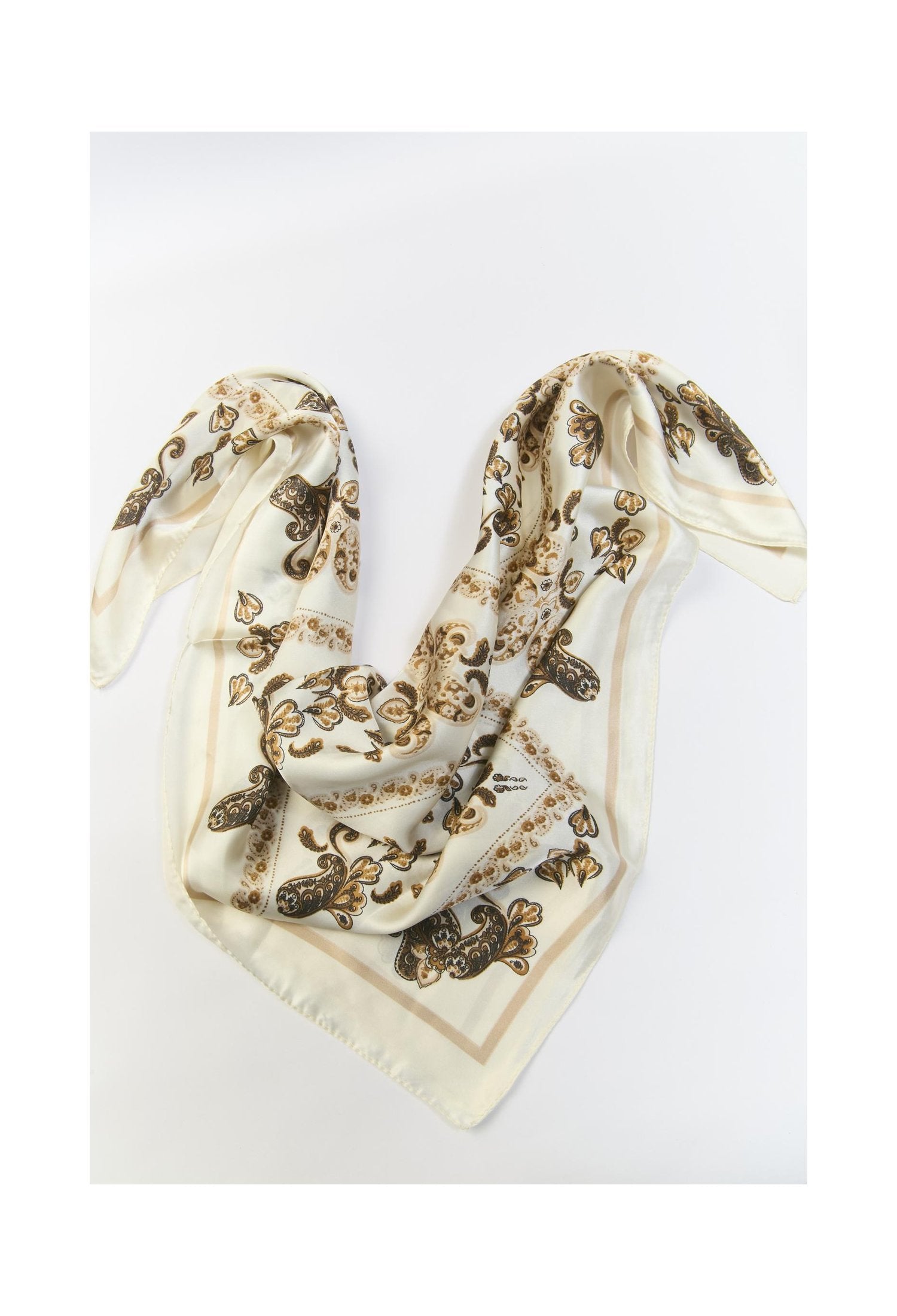 Pañoleta multiuso beige con estampado geométrico - vista 2