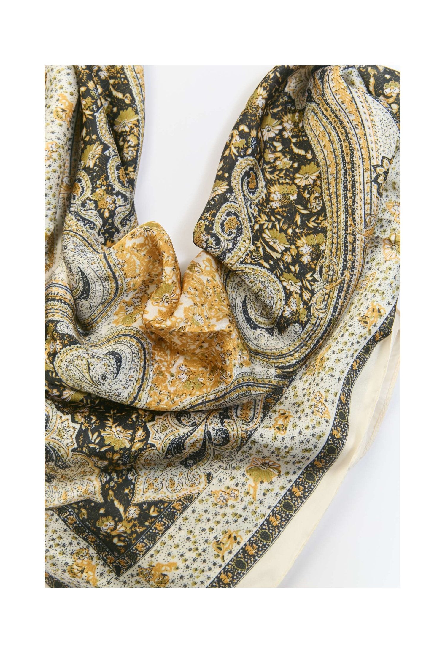Pañoleta multiuso beige con flores tonales - vista 2