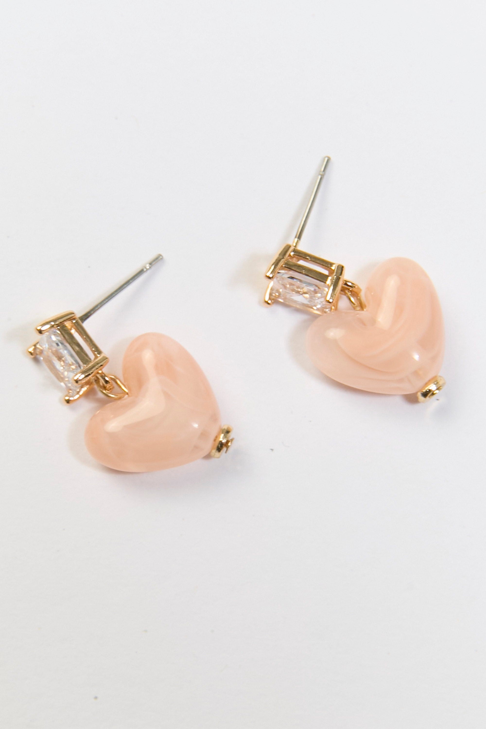 Aretes Colgantes Corazón Piedra Rosa BYBLA - vista 2