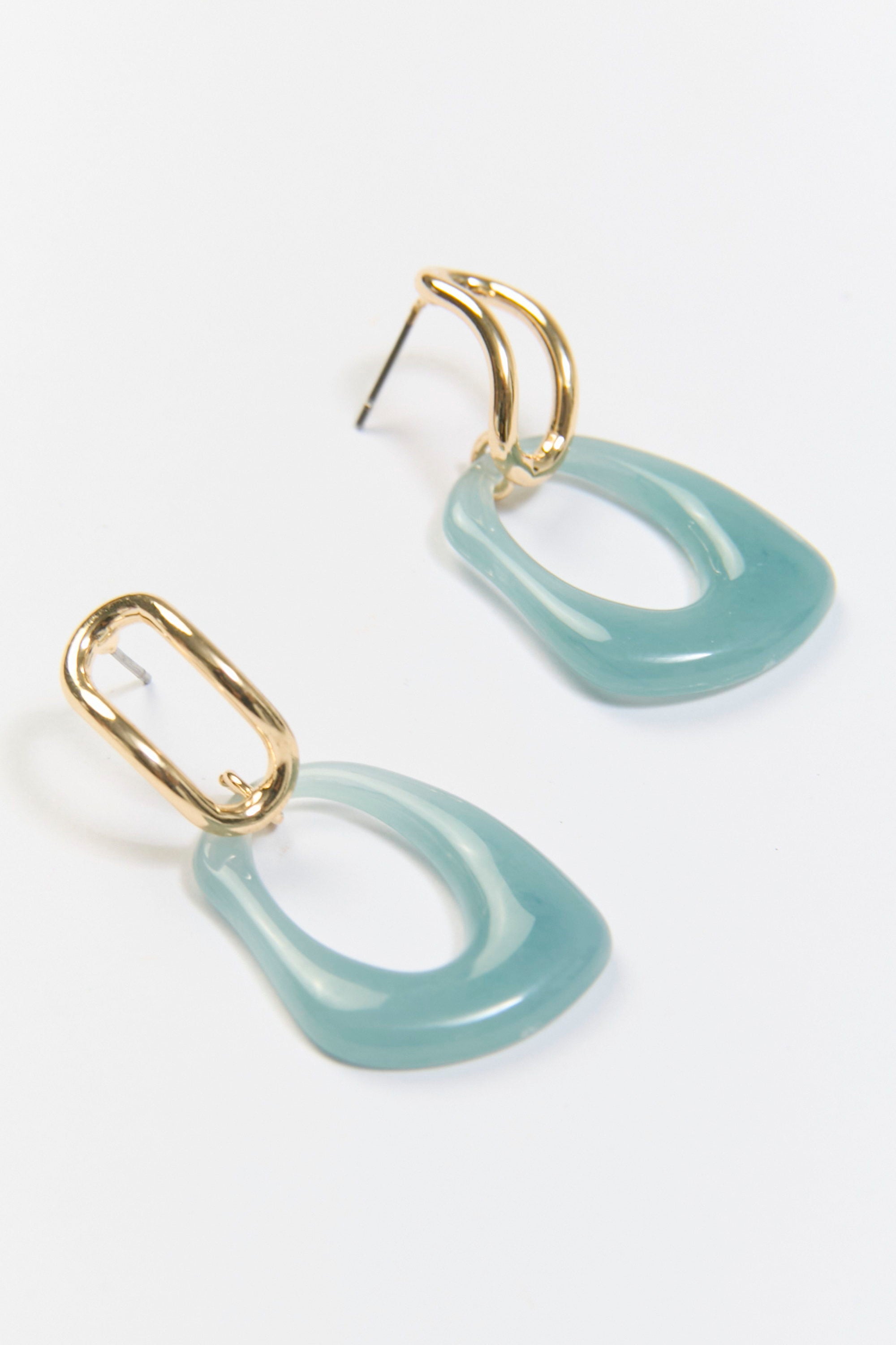 Aretes Argolla Colgante Óvalo Acrílico Verde BYBLA