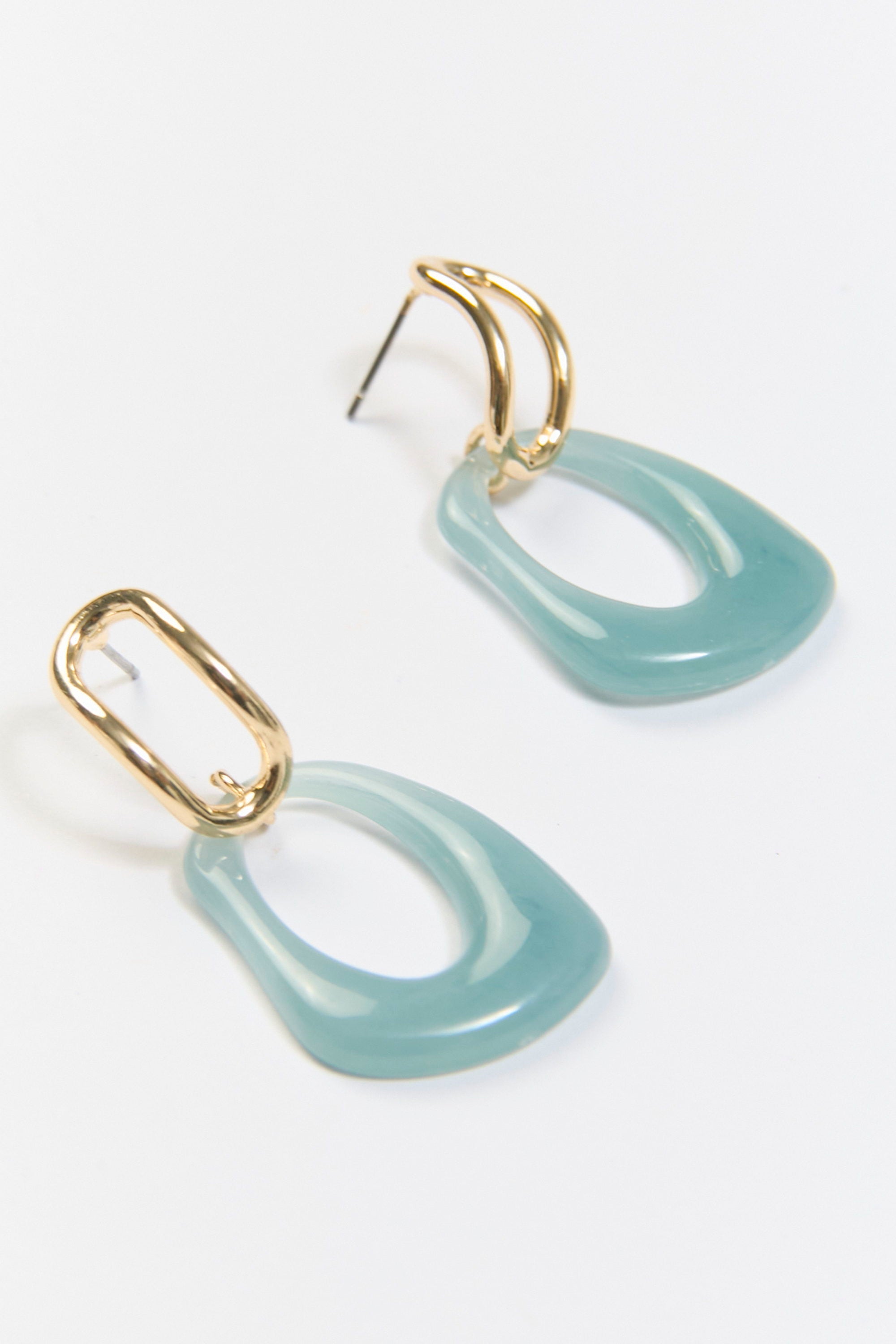 Aretes Argolla Colgante Óvalo Acrílico Verde BYBLA - vista 2
