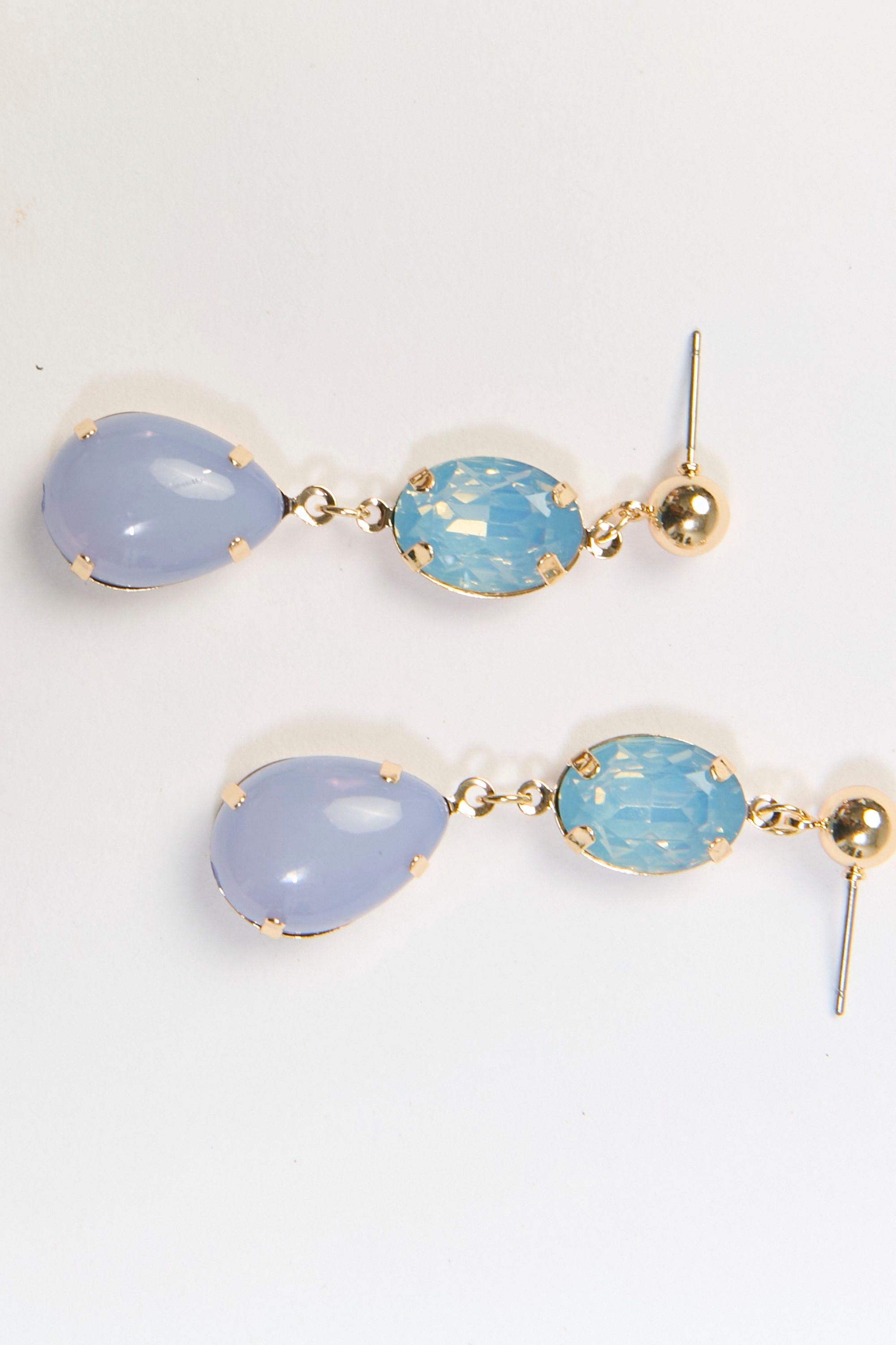 Aretes Colgantes Lágrima Cristal Azul BYBLA - vista 2