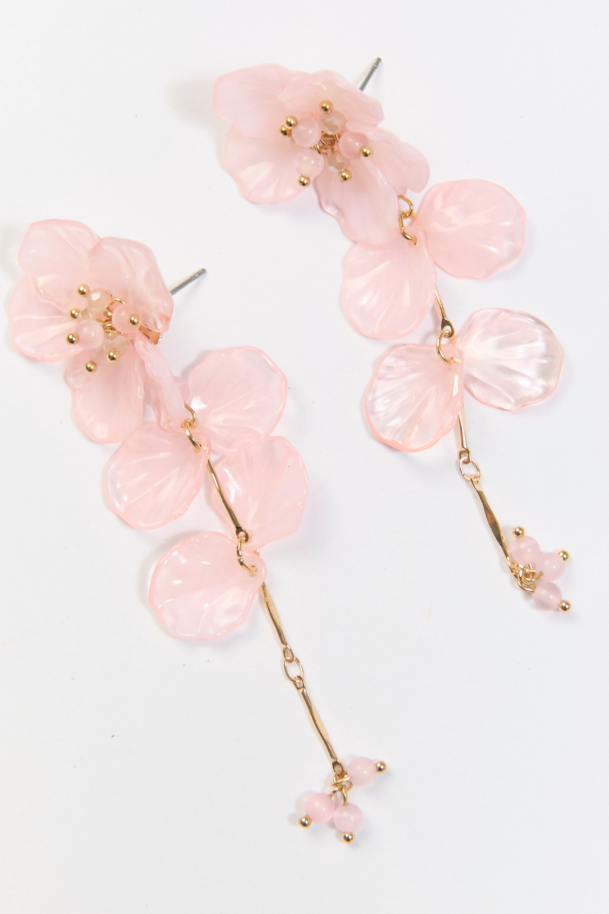 Aretes Colgantes Flor Transparente Rosa BYBLA - vista 2