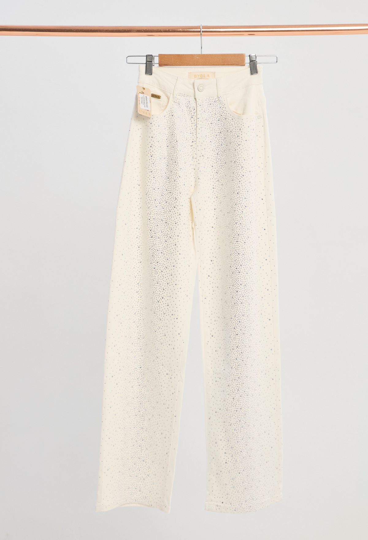 Pantalón Dril Pedrería Marfil BYBLA