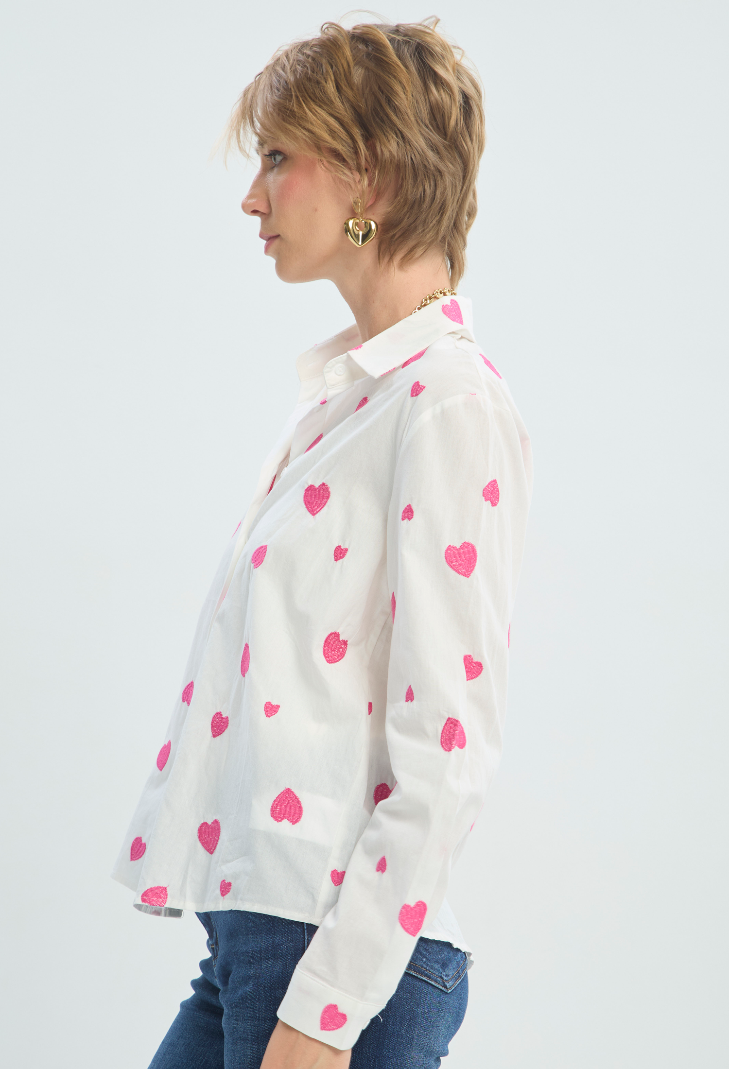 Blusa Manga Larga Blanca Corazones BYBLA - vista 2
