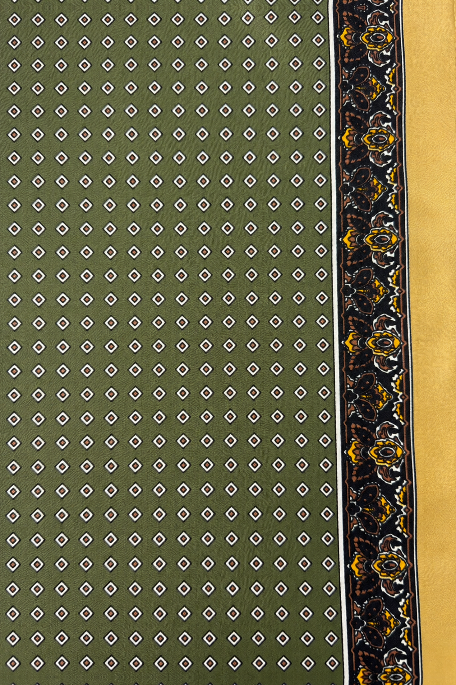 Chalina satinada estilo foulard con mini rombos y borde paisley - Verdes