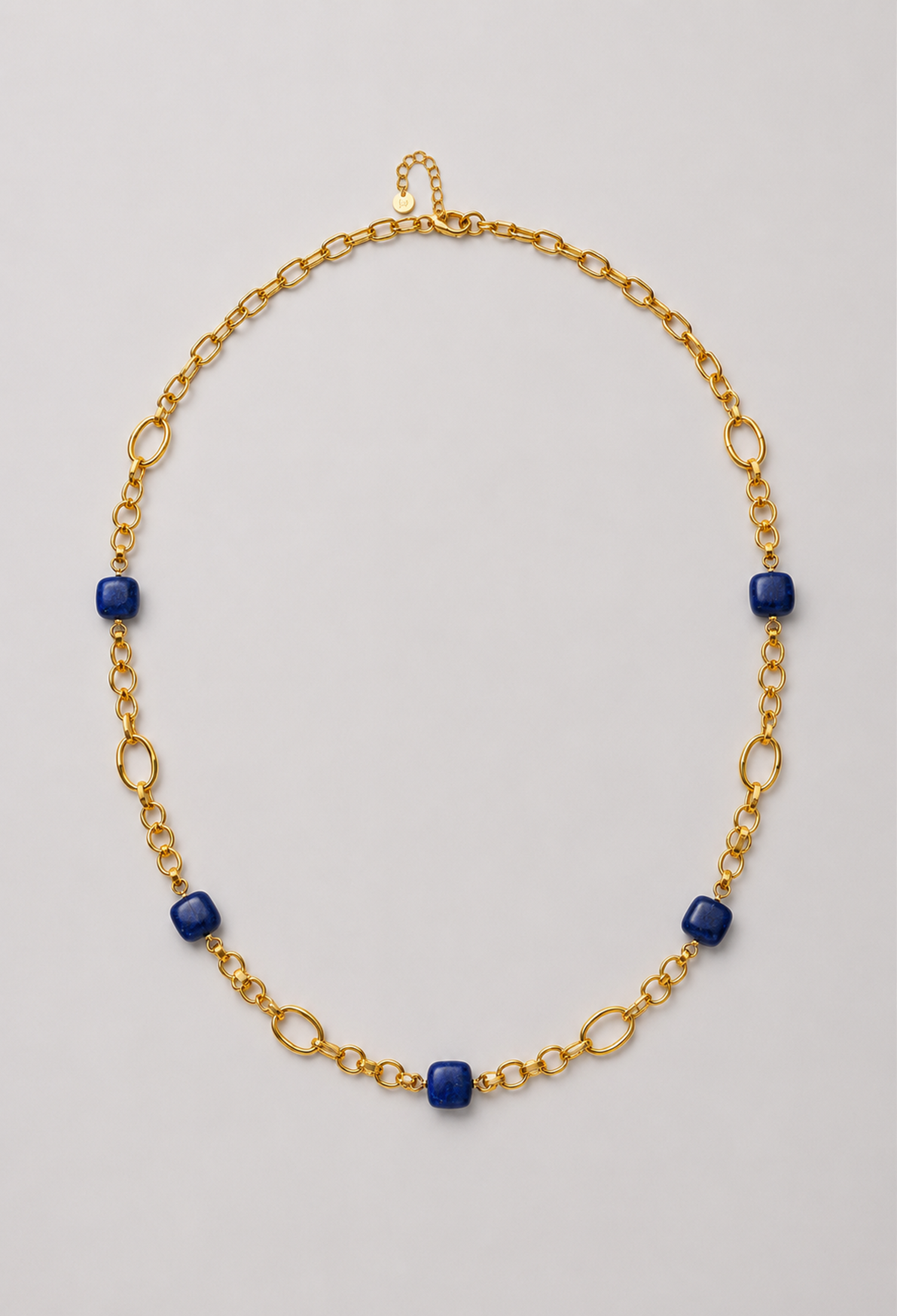 Collar de cadena de eslabones dorada con cubos de color pulidos