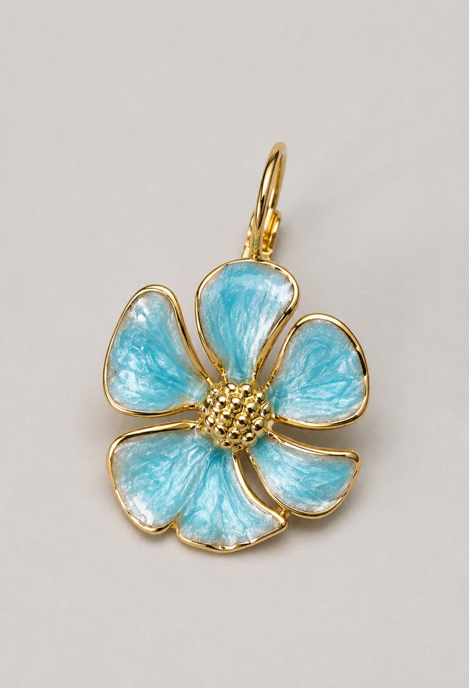 Aretes Flor Esmaltada Azul Cielo BYBLA - vista 2