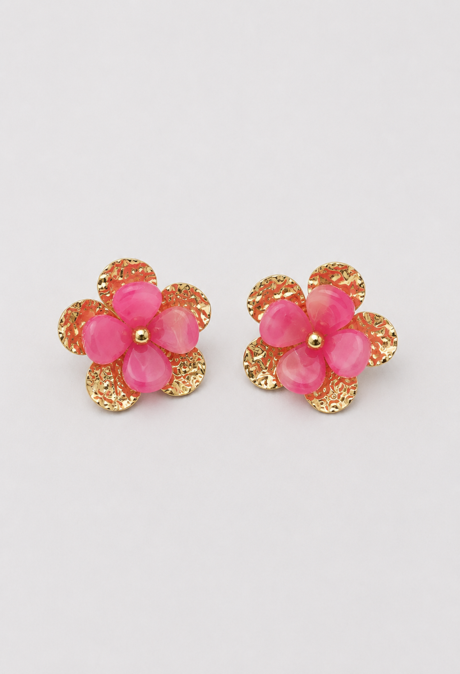 Aretes Flor Rosa y Dorado BYBLA