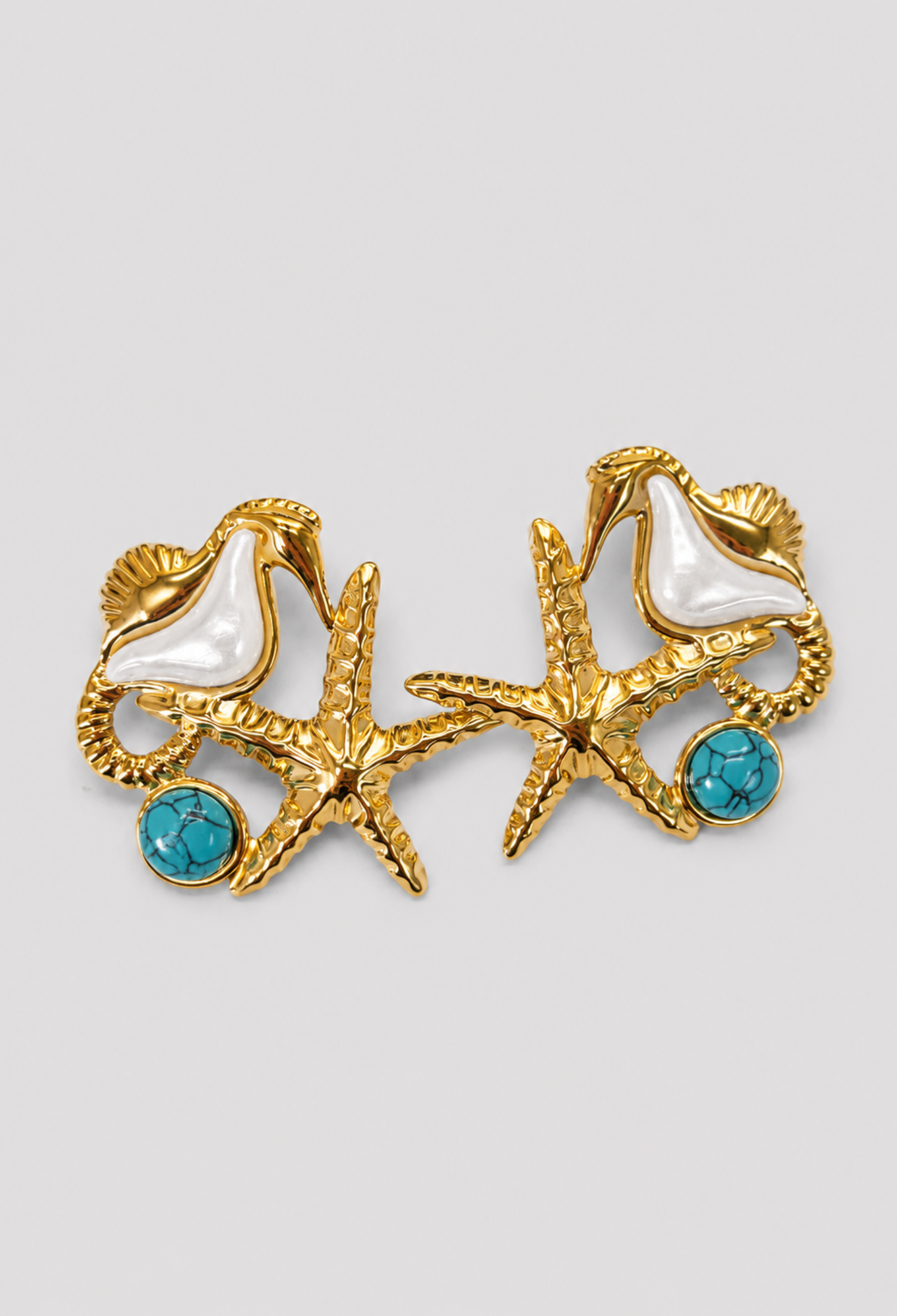 Aretes Estrella de Mar y Caracola Dorados BYBLA