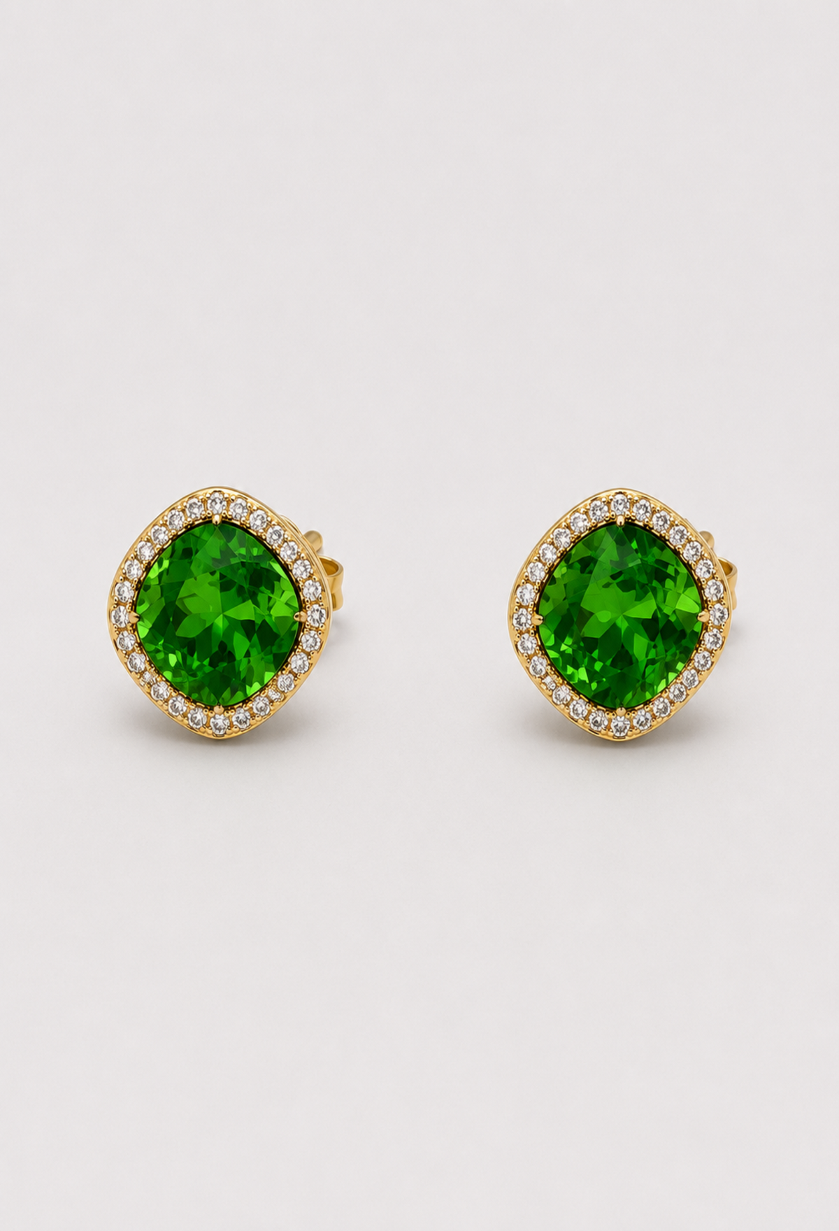 Aretes Topo Cristal con Halo Verde BYBLA