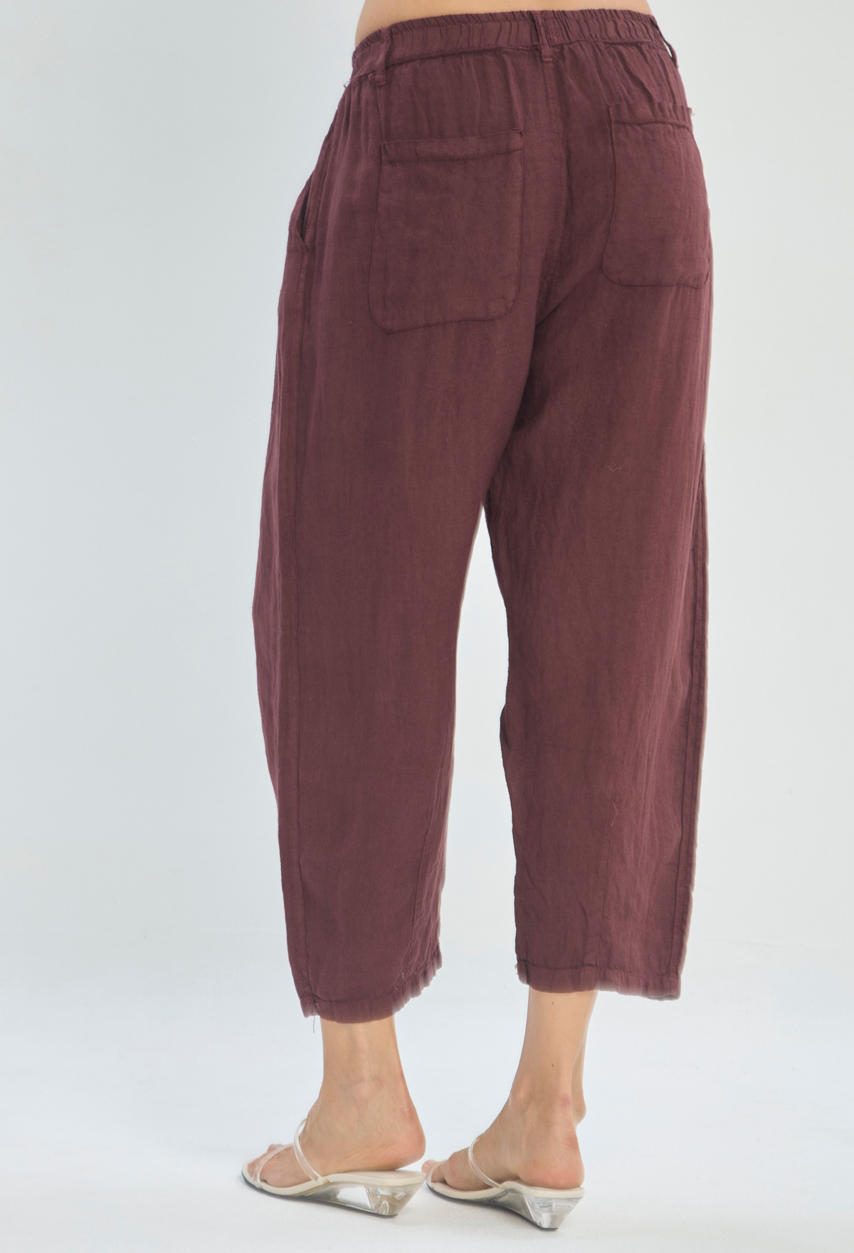 Pantalón Lino Tobillero Pretina Elástica Vinotinto BYBLA - vista 6