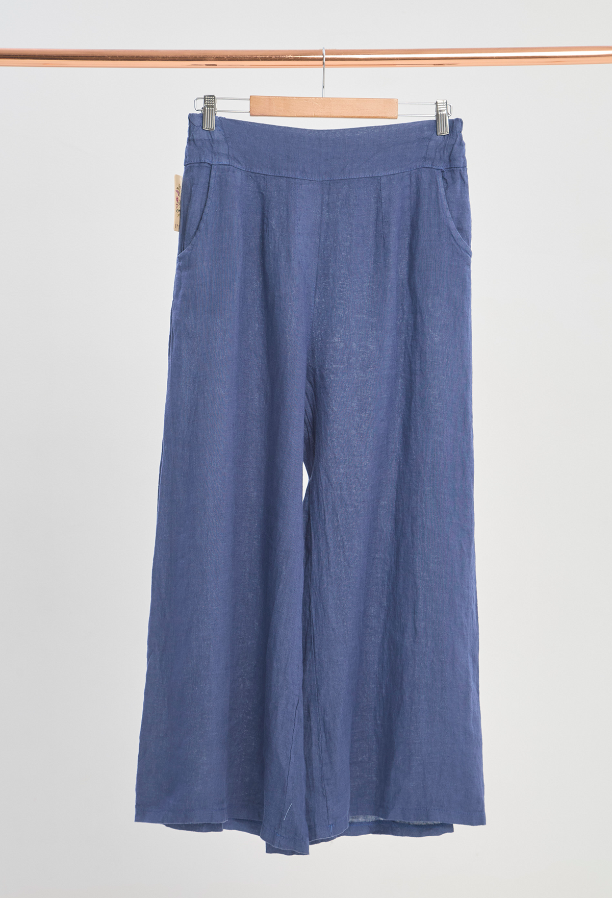 Pantalón Lino Azul Índigo BYBLA