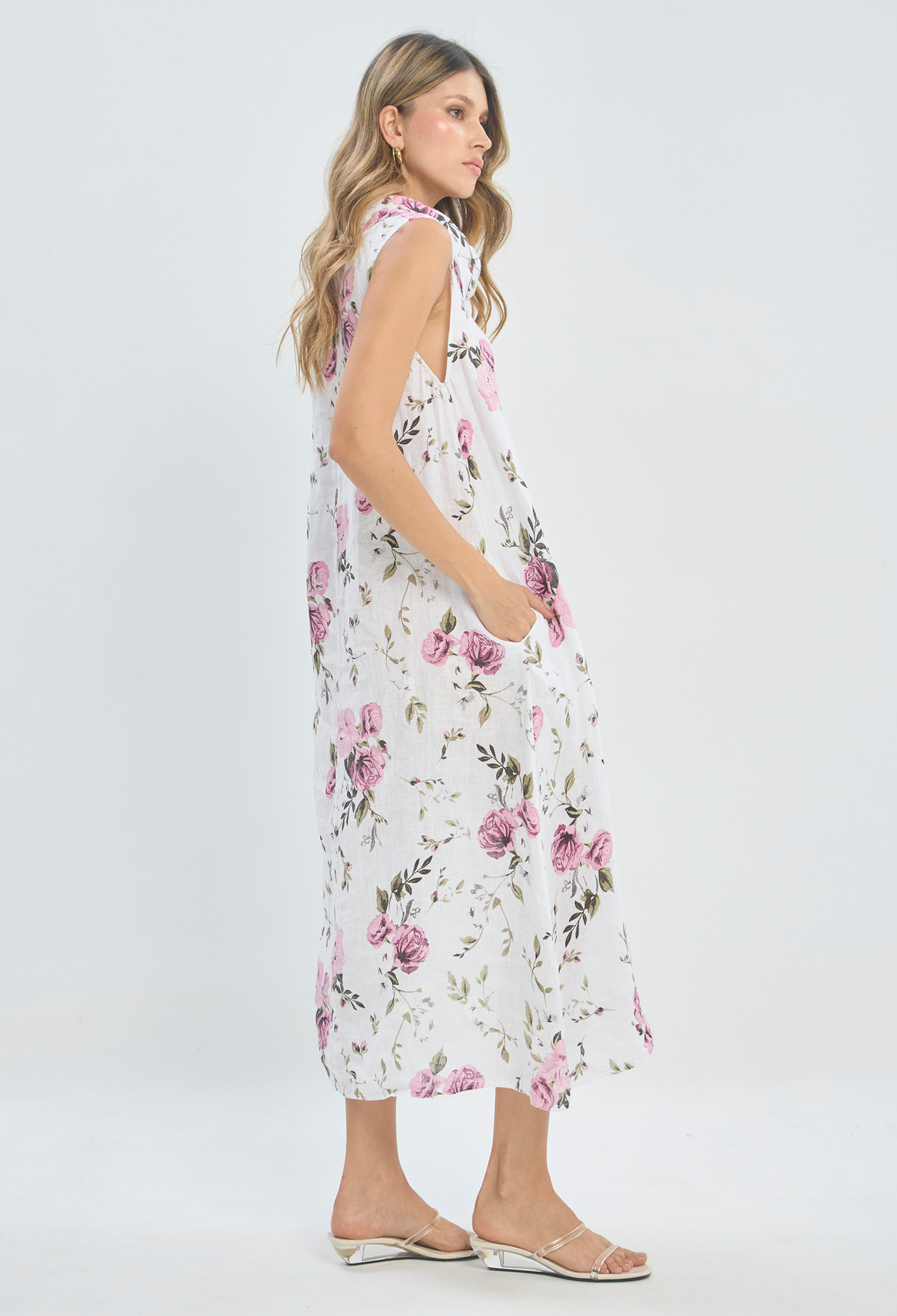 Vestido Largo Rosas Blanco BYBLA - vista 3