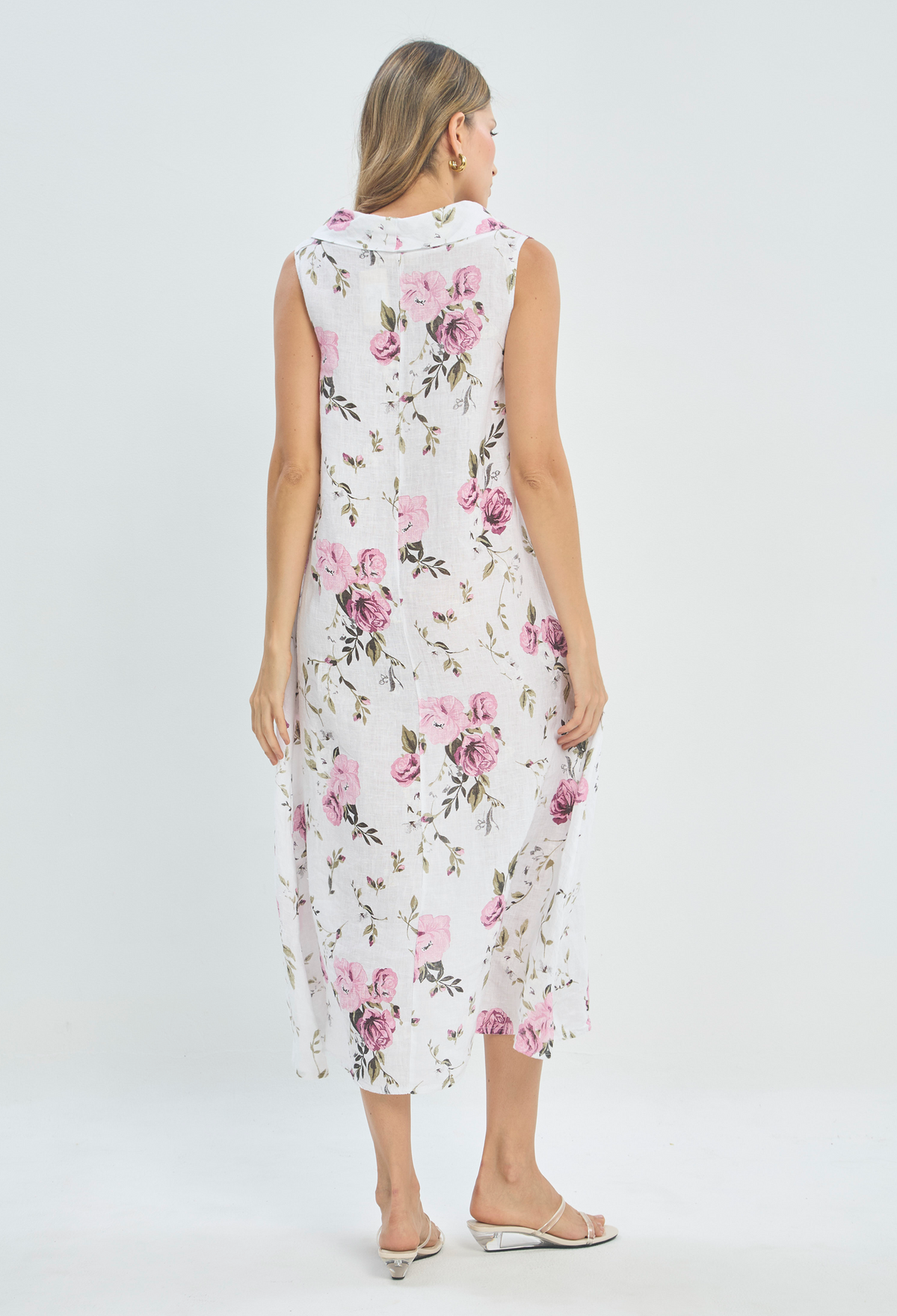 Vestido Largo Rosas Blanco BYBLA - vista 4