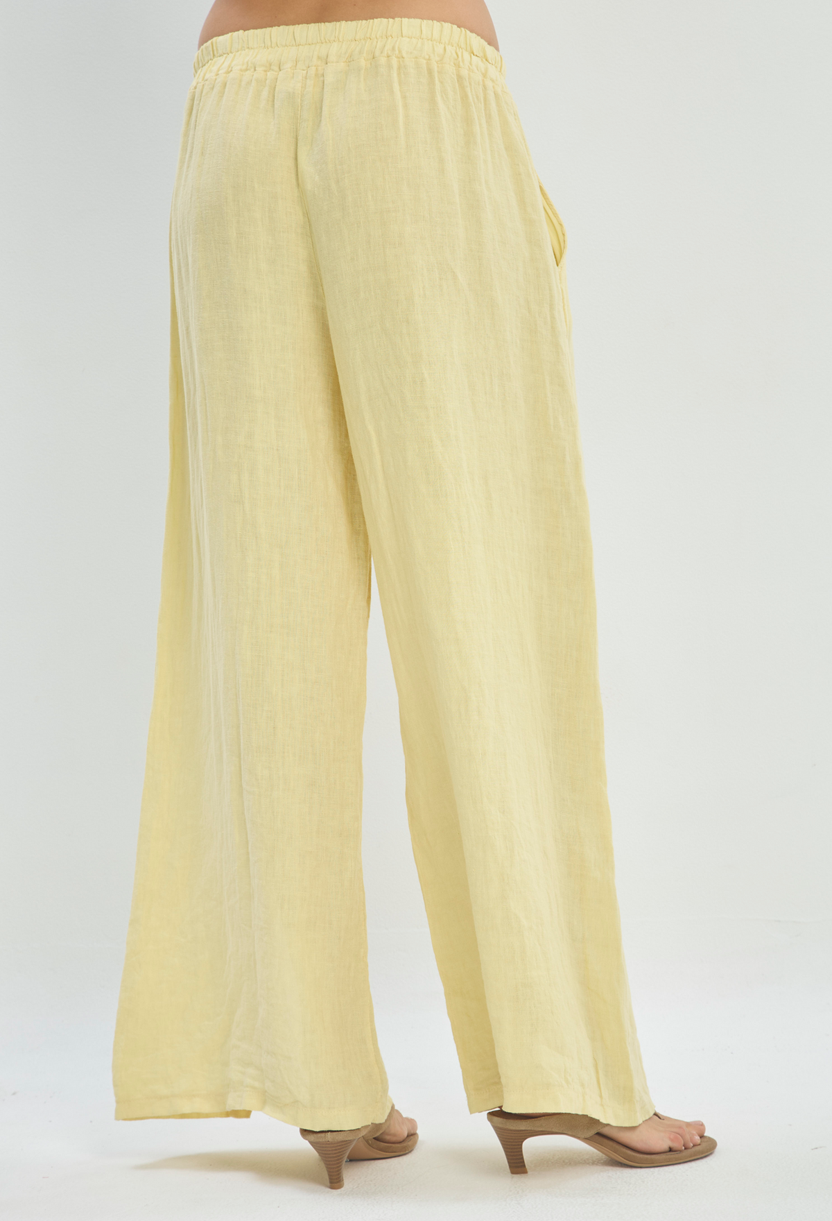 Pantalón en Lino Amarillo Suave BYBLA - vista 3