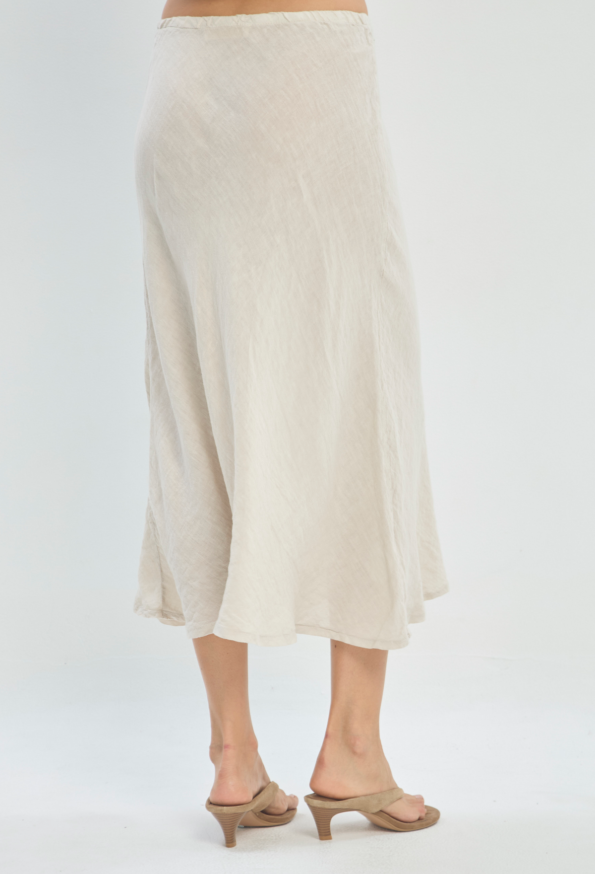 Falda Larga en Lino Beige BYBLA - vista 4