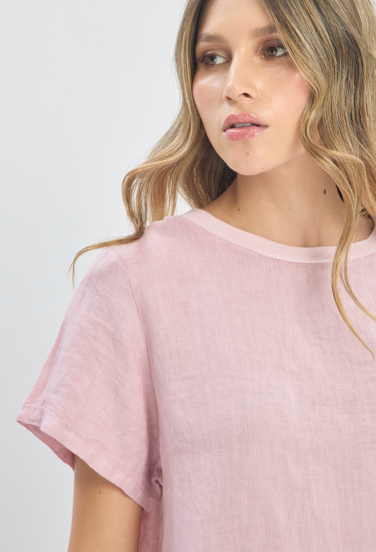 Blusa Lino Manga Corta Rosa BYBLA - vista 5