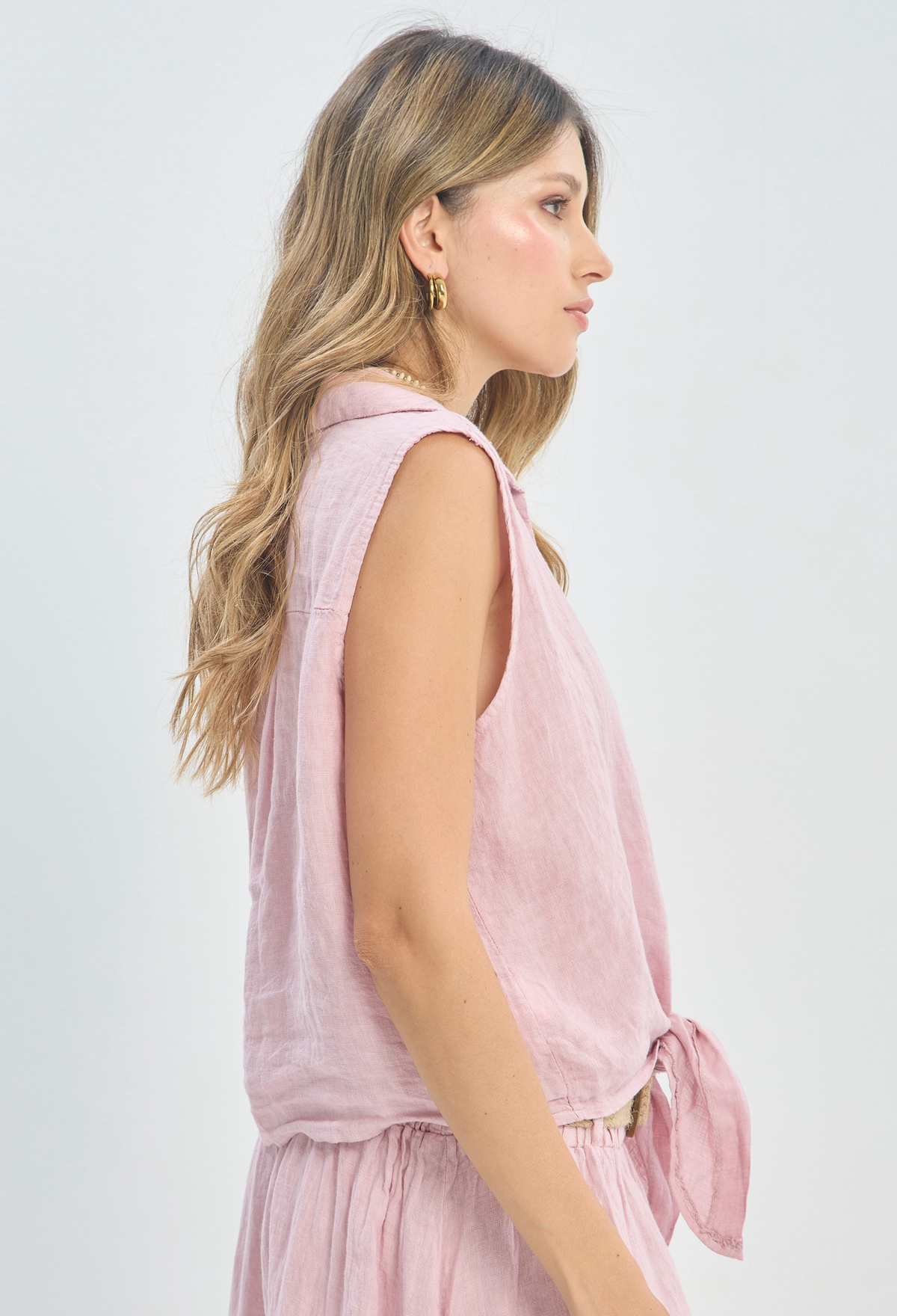 Blusa Anudada en Lino Rosa BYBLA - vista 2
