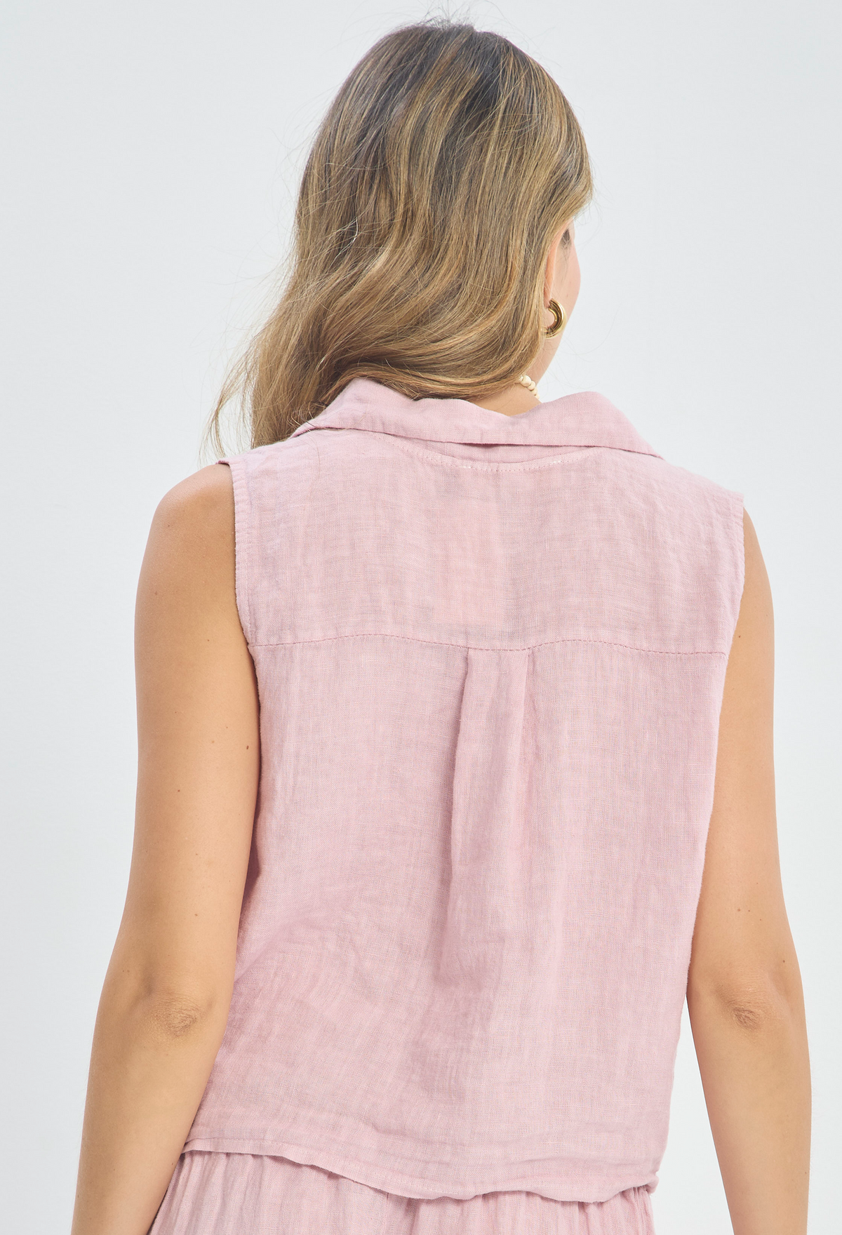 Blusa Anudada en Lino Rosa BYBLA - vista 3