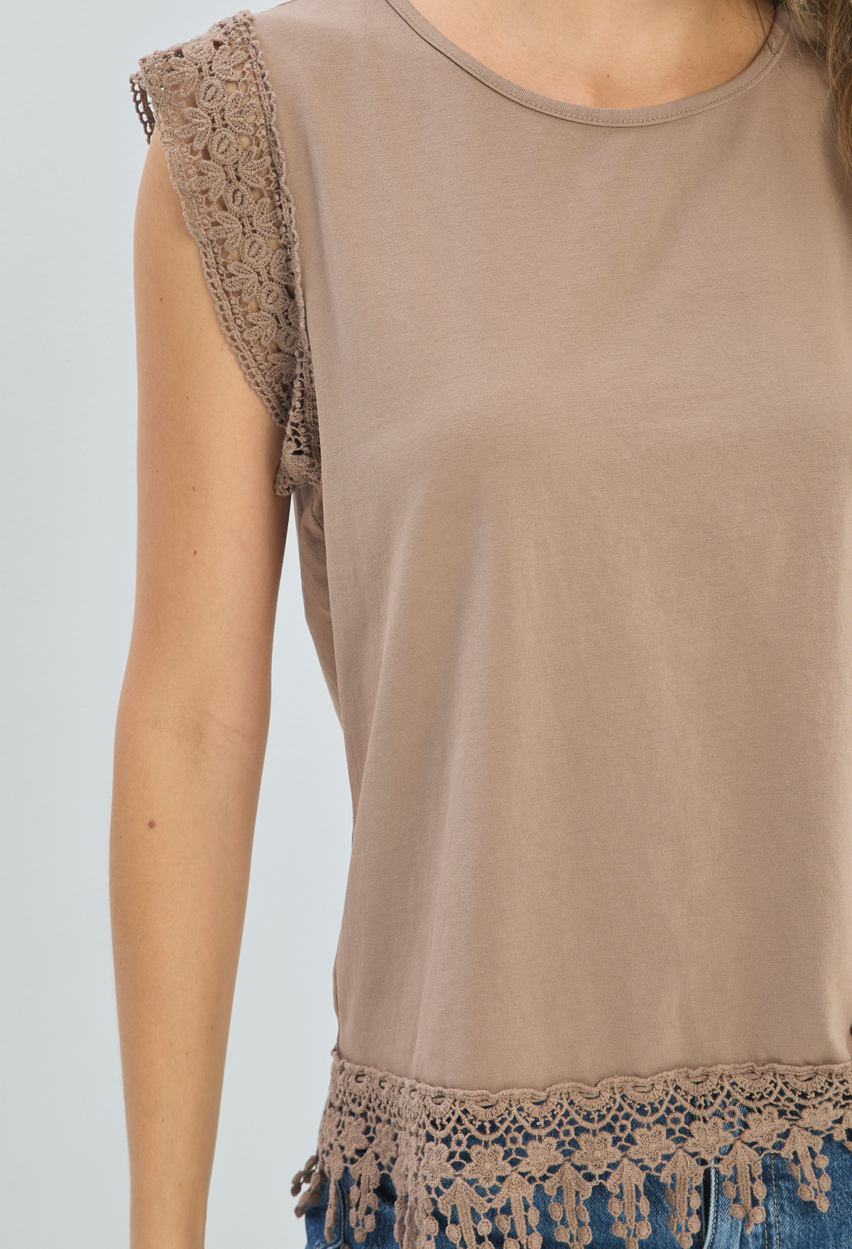 Blusa Algodón con Encaje Topo BYBLA - vista 4