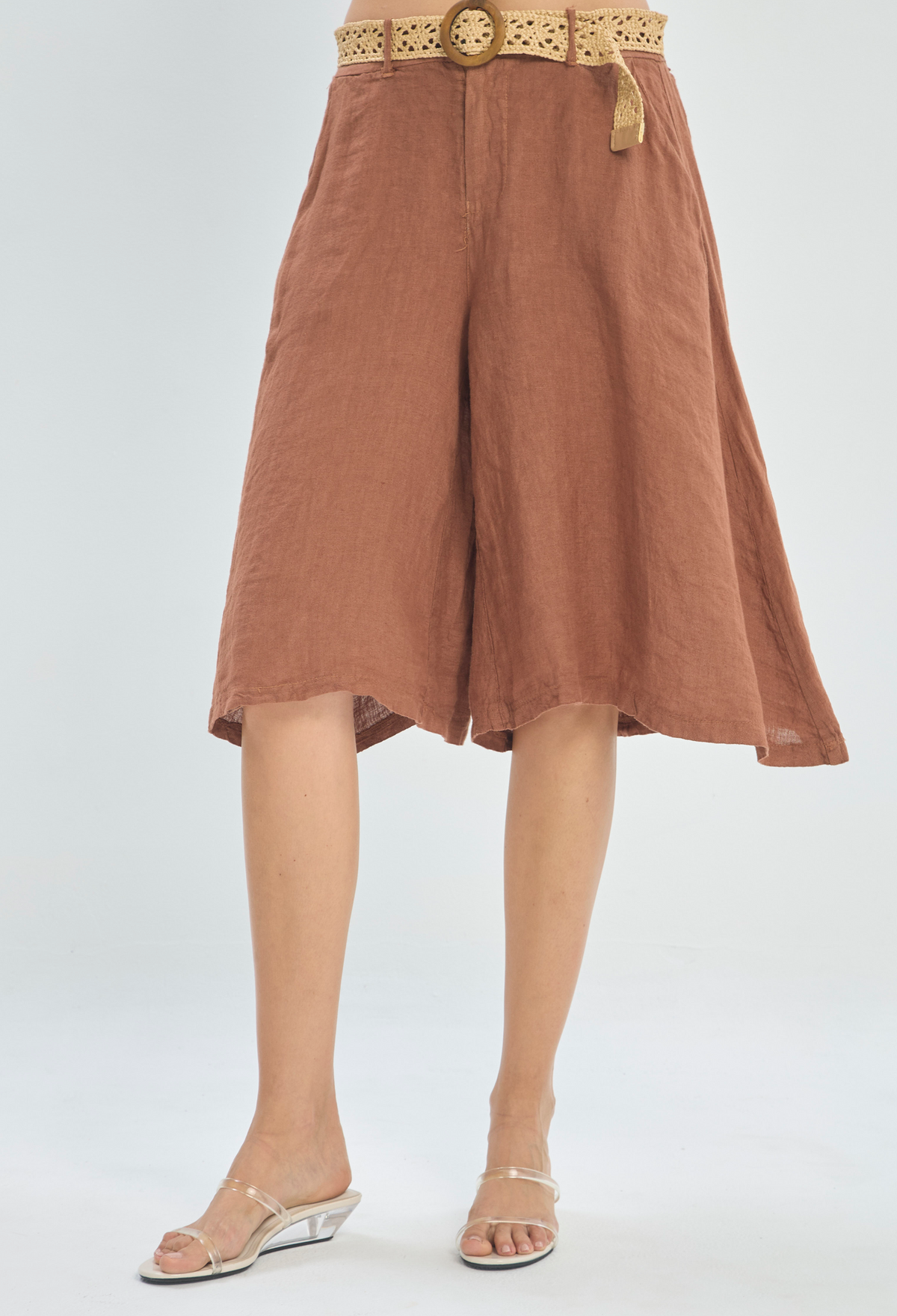 Pantalón Corto en Lino Canela BYBLA - vista 3