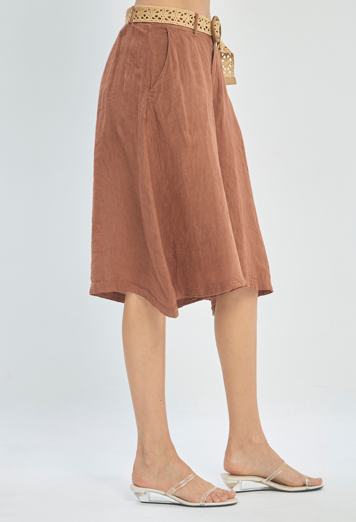 Pantalón Corto en Lino Canela BYBLA - vista 4