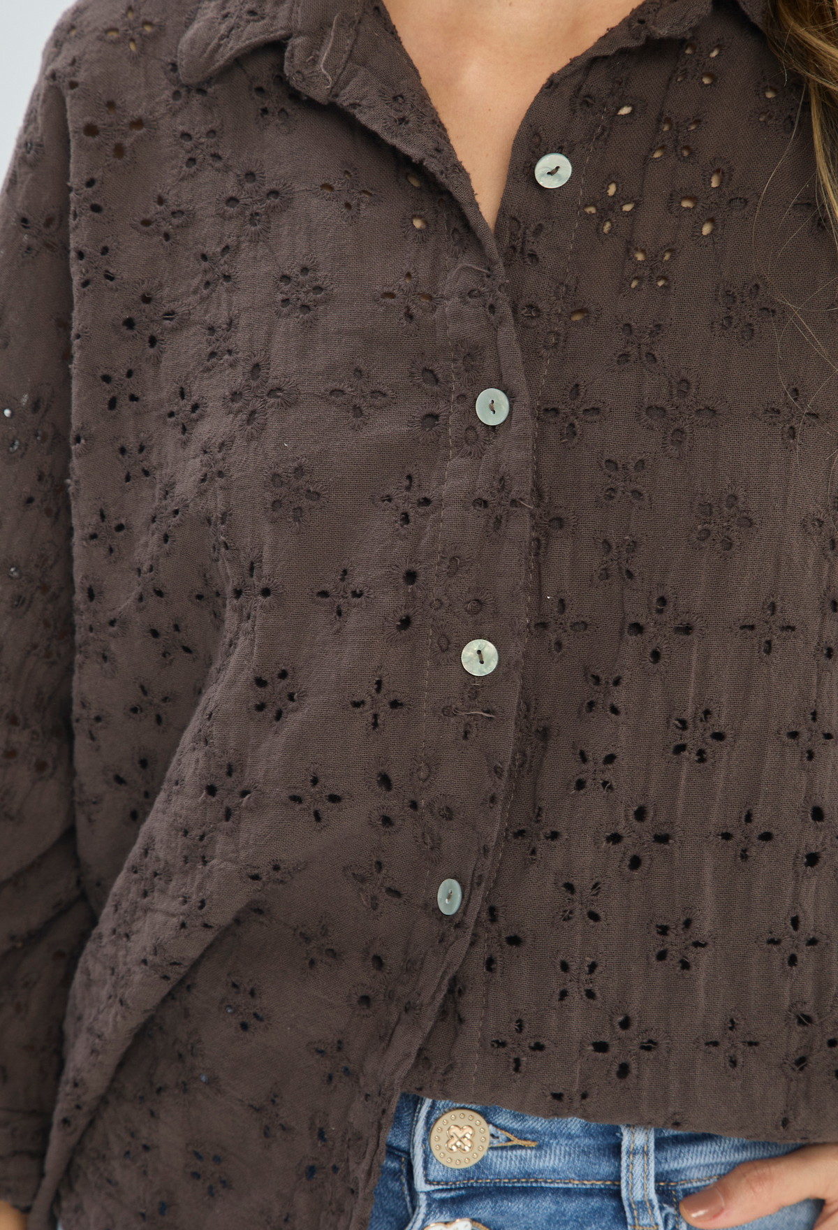 Blusa Calada Manga 3/4 Café BYBLA