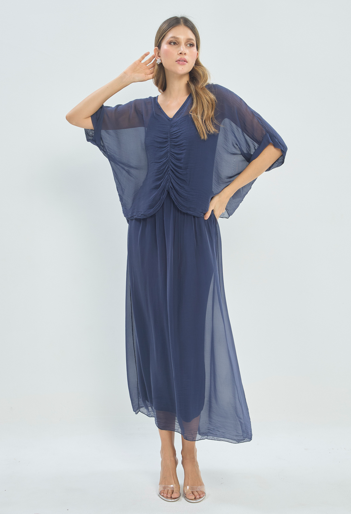 Vestido Largo con Blusa Azul Índigo BYBLA