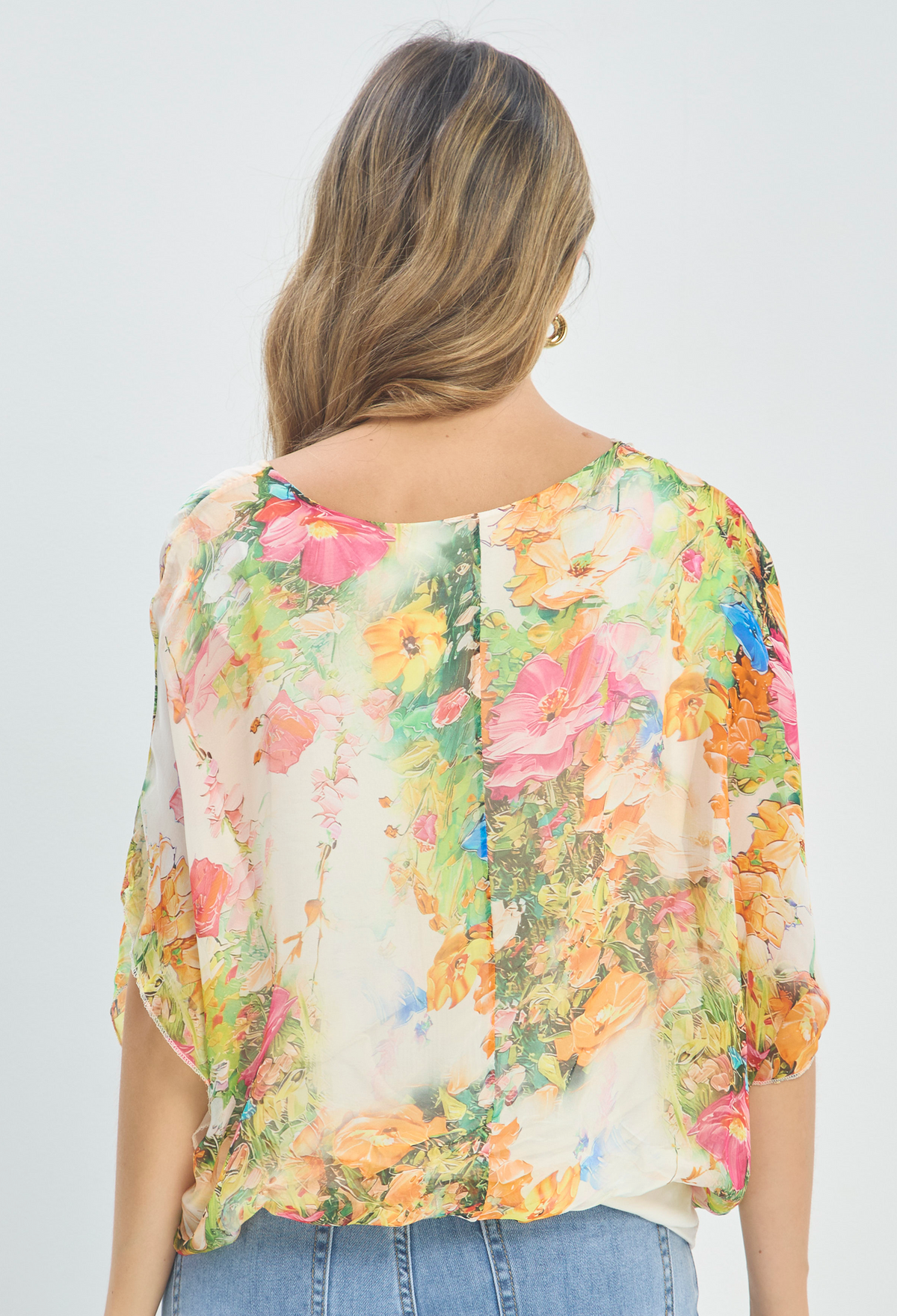 Blusa Seda Estampado Floral Crema BYBLA - vista 3