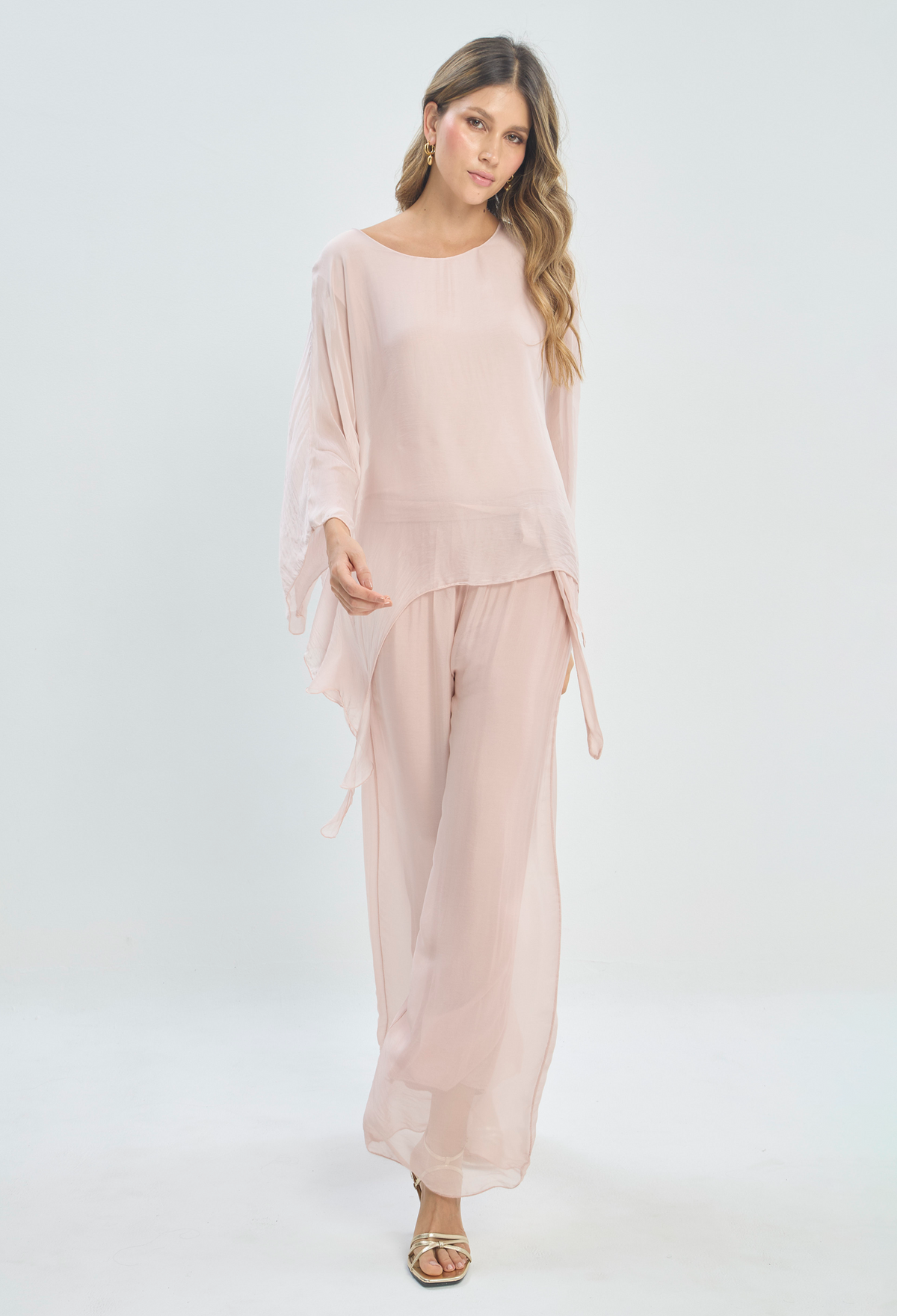 Pantalón en Seda Rosa Empolvado BYBLA - vista 5